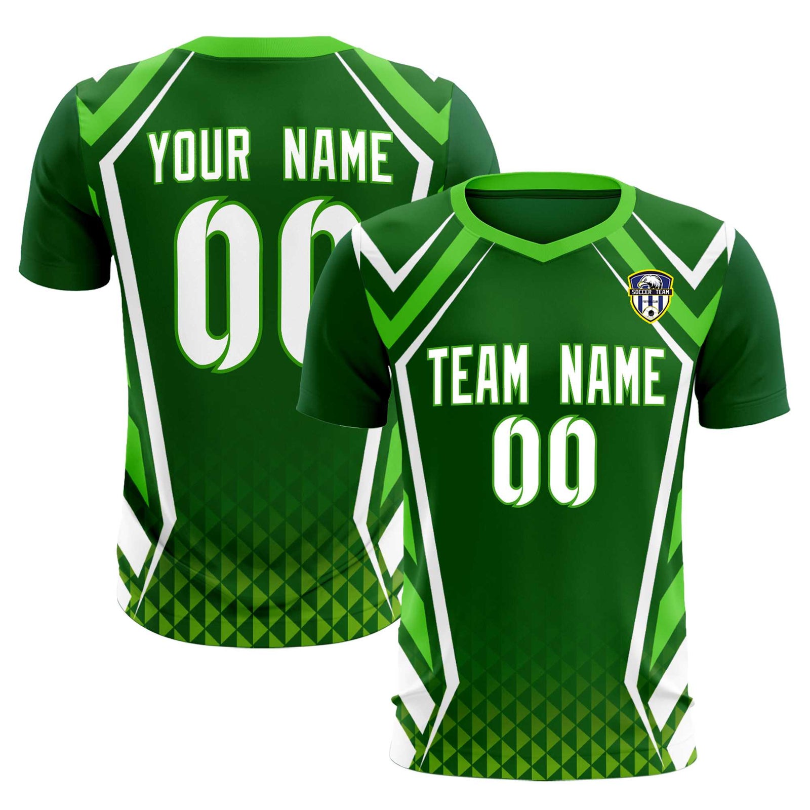 Custom Green Abstract Breathable Soccer Tops/Sets Jersey