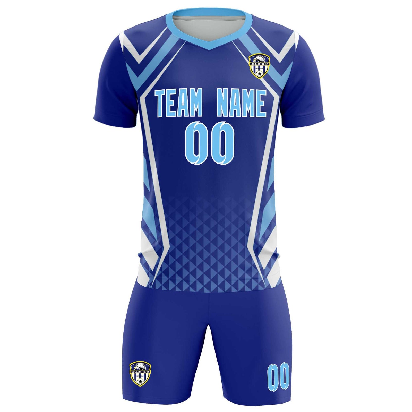 Custom Royal Abstract Breathable Soccer Tops/Sets Jersey