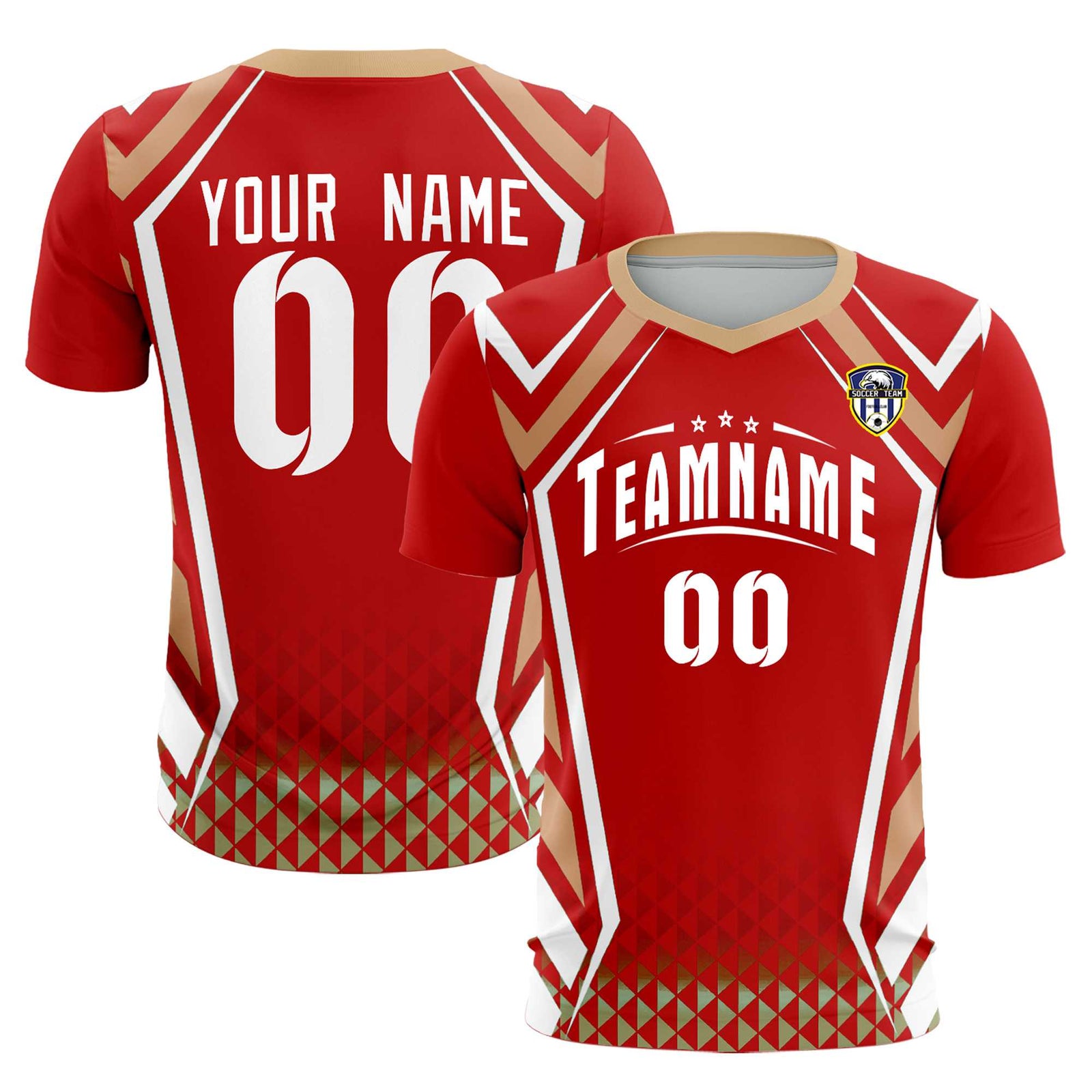 Custom Red Abstract Breathable Soccer Tops/Sets Jersey