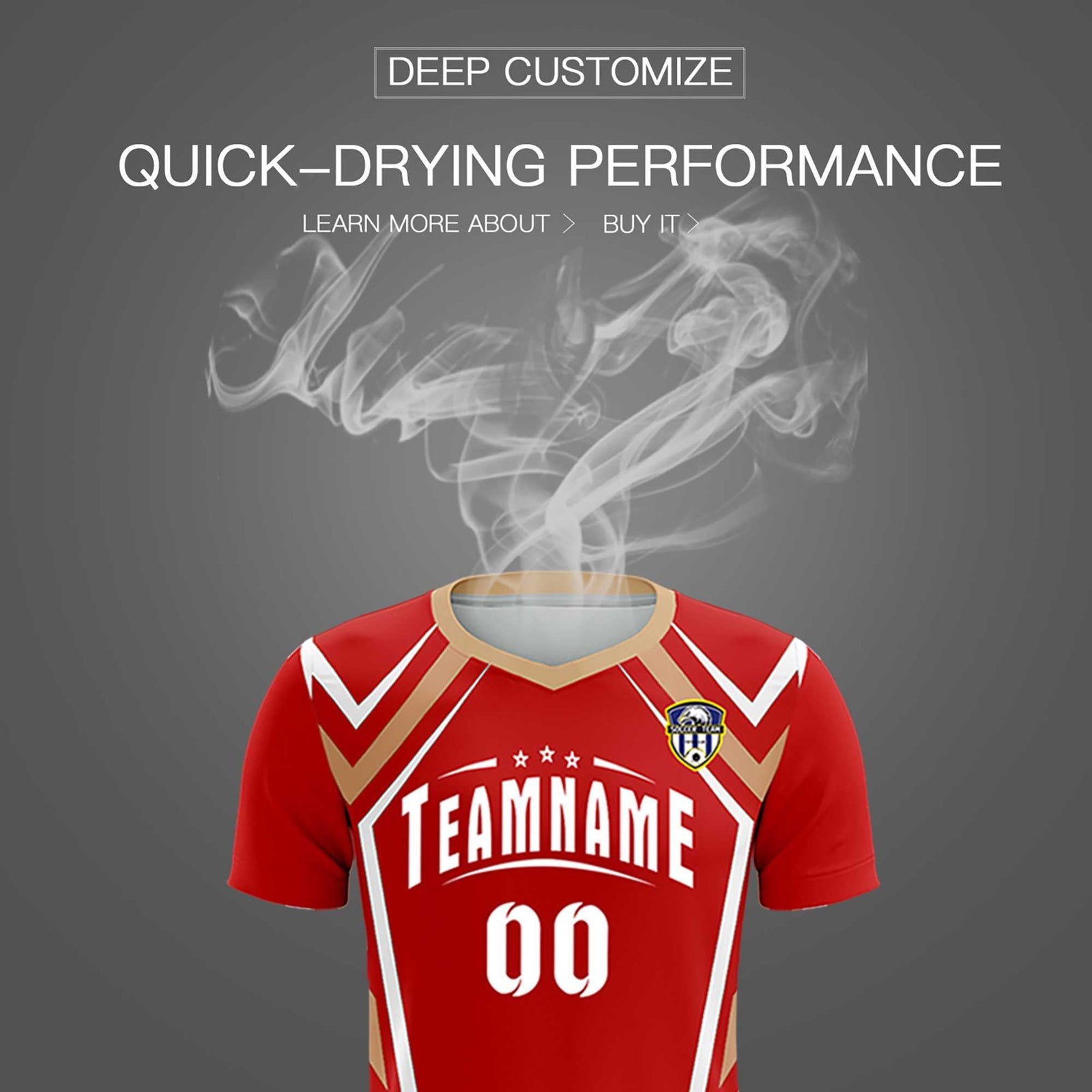 Custom Red Abstract Breathable Soccer Tops/Sets Jersey