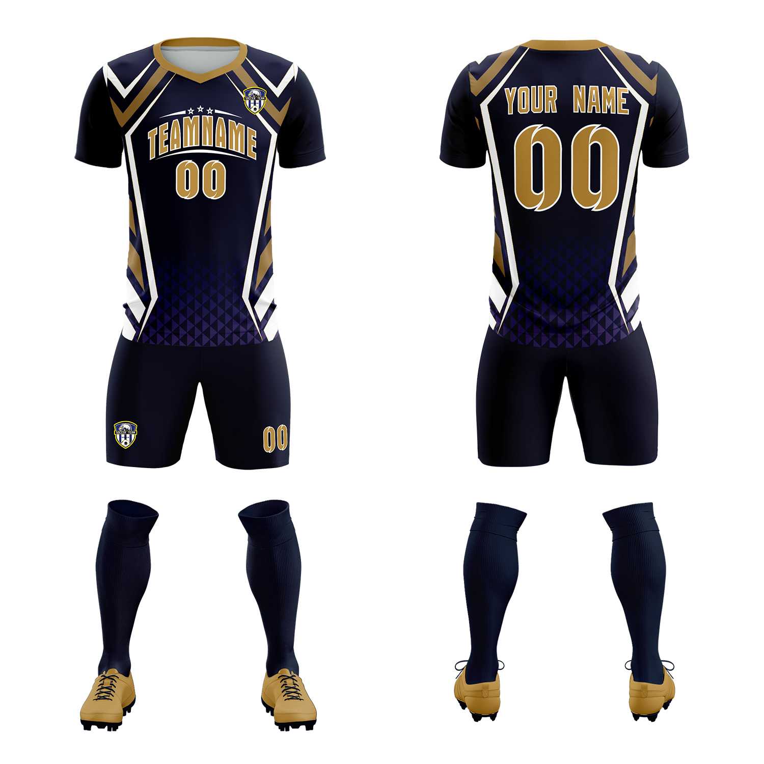 Custom Navy Abstract Breathable Soccer Tops/Sets Jersey