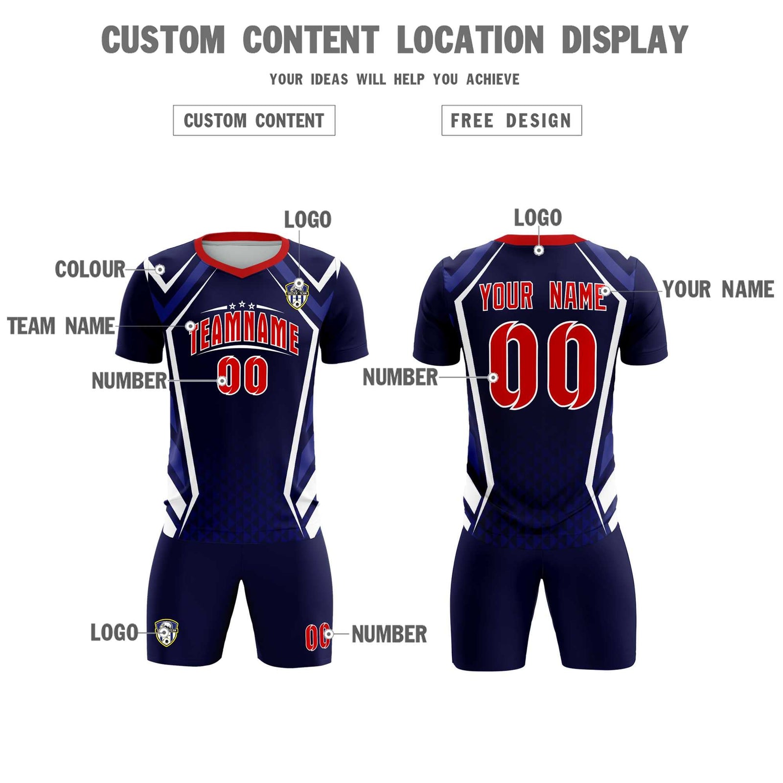 Custom Navy Abstract Breathable Soccer Tops/Sets Jersey