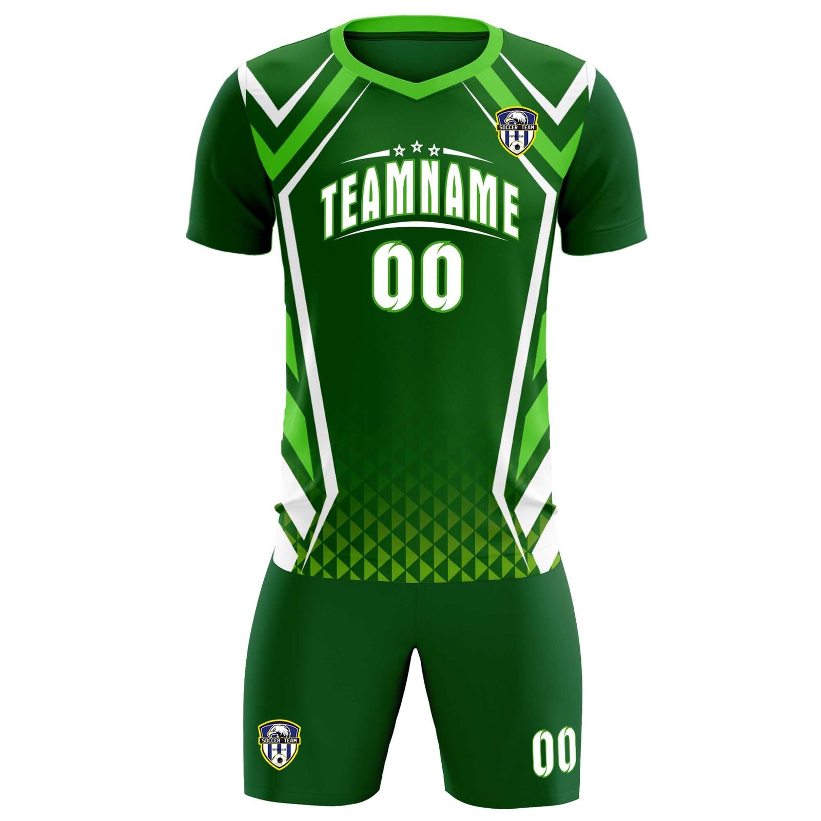 Custom Green Abstract Breathable Soccer Tops/Sets Jersey