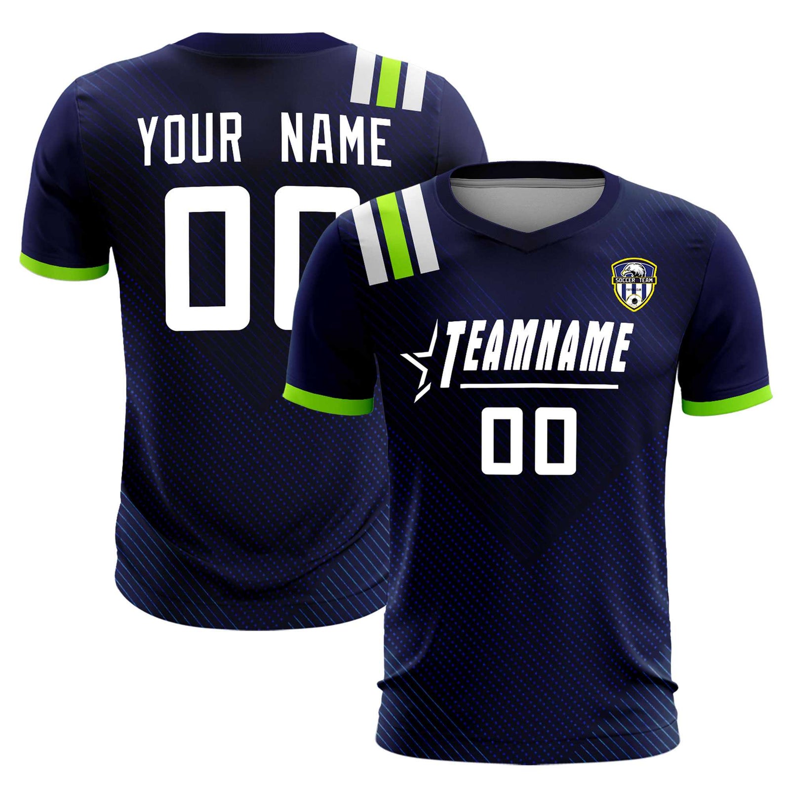 Custom Navy Striped Sportswear Soccer Tops/Sets Jersey For Adults