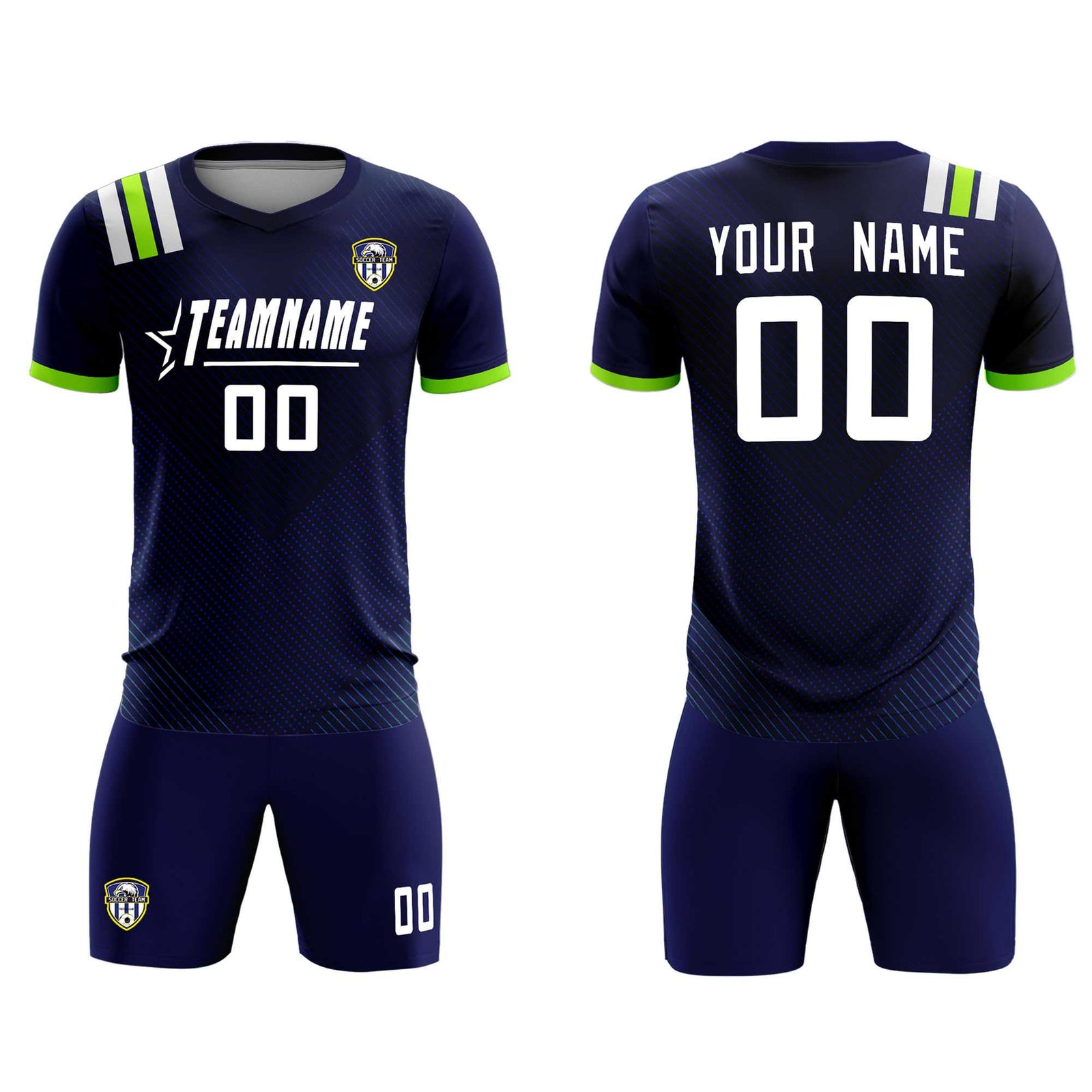 Custom Navy Striped Sportswear Soccer Tops/Sets Jersey For Adults
