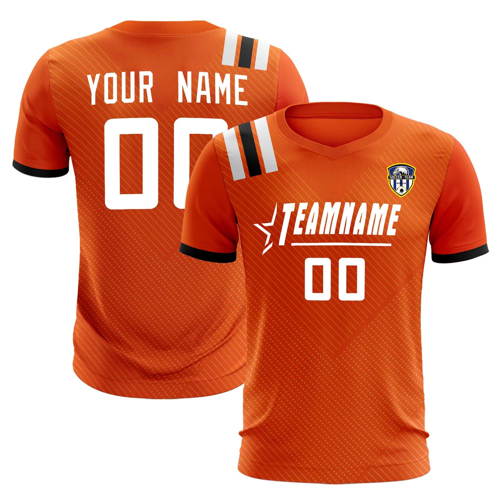 Custom Orange Striped Sportswear Soccer Tops/Sets Jersey For Adults