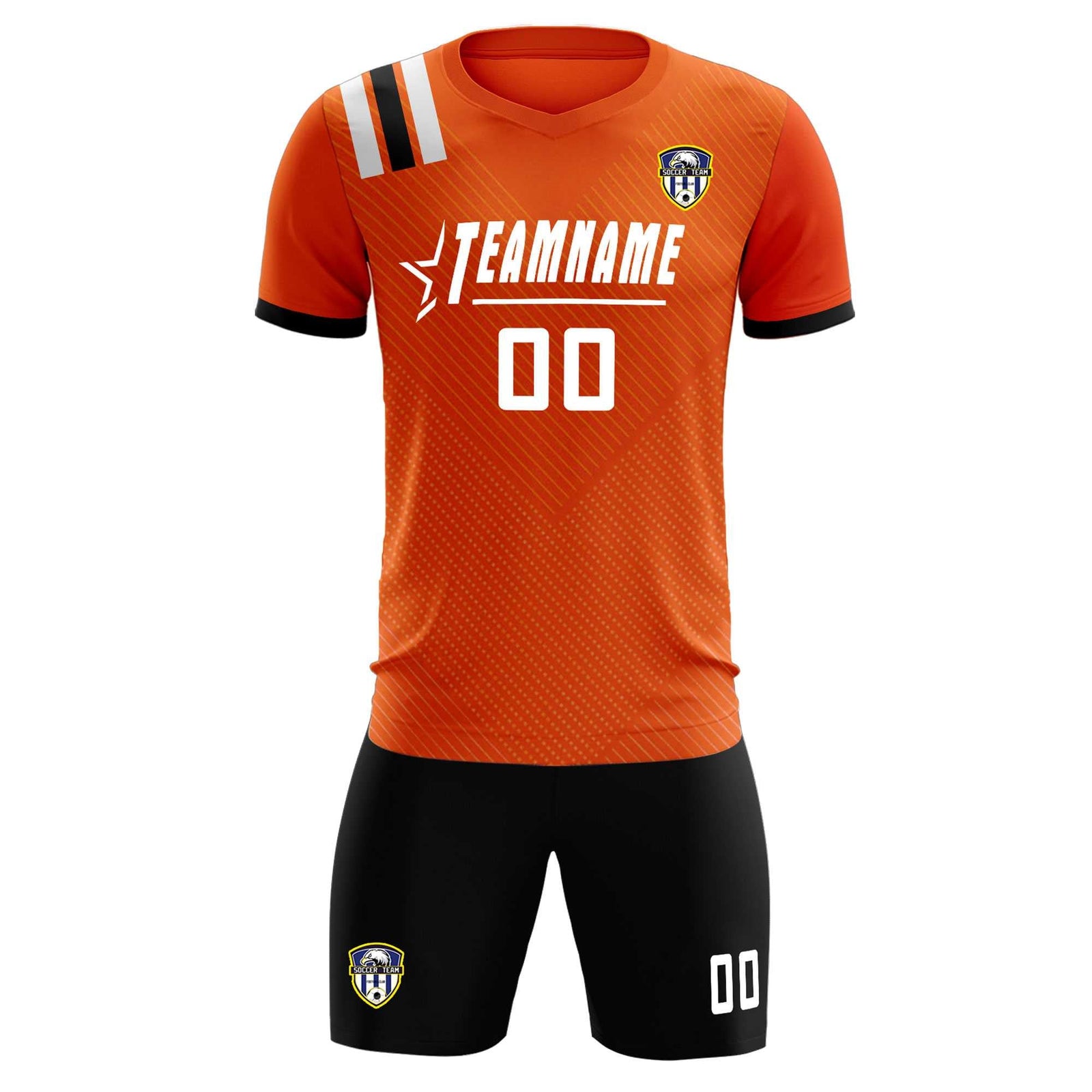 Custom Orange Striped Sportswear Soccer Tops/Sets Jersey For Adults