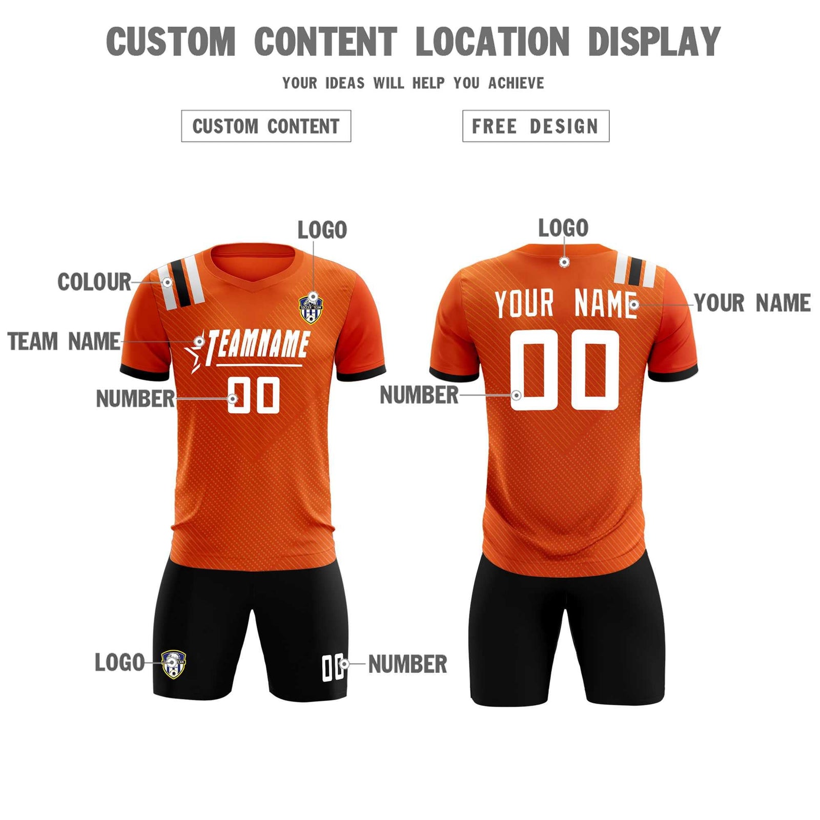 Custom Orange Striped Sportswear Soccer Tops/Sets Jersey For Adults