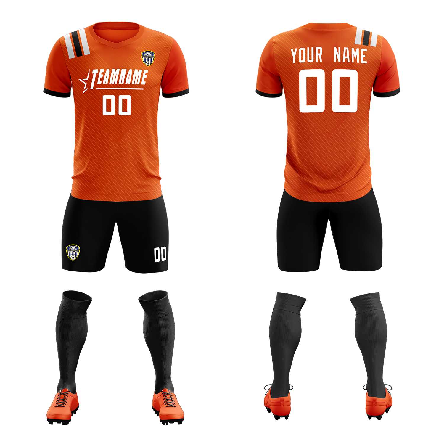 Custom Orange Striped Sportswear Soccer Tops/Sets Jersey For Adults