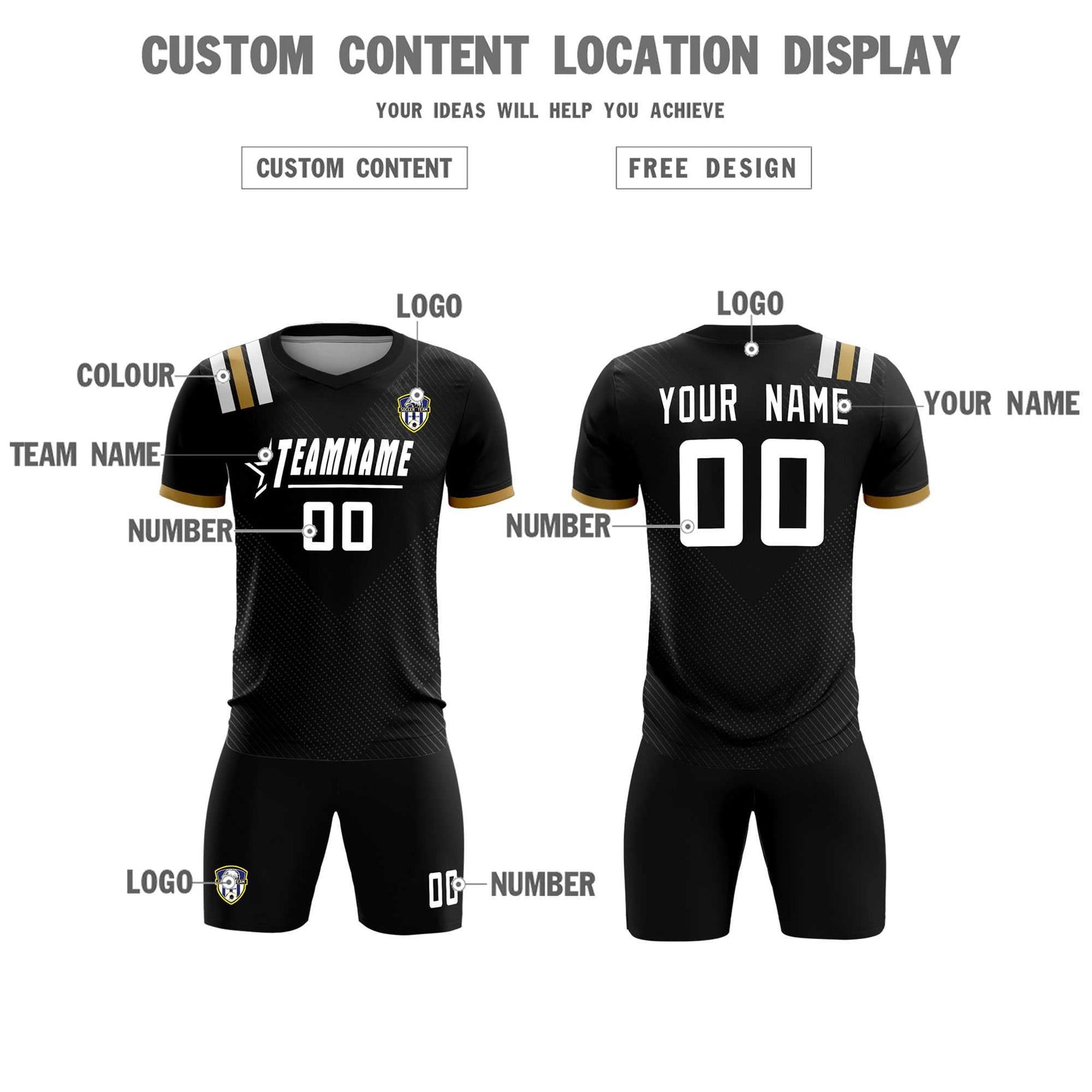 Custom Black Striped Sportswear Soccer Tops/Sets Jersey For Adults