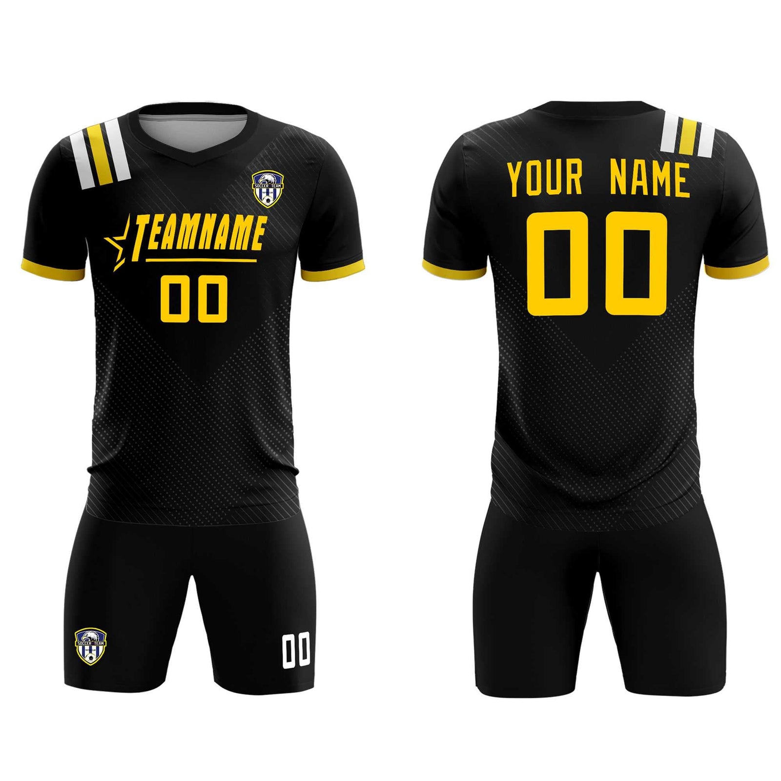 Custom Black Striped Sportswear Soccer Tops/Sets Jersey For Adults