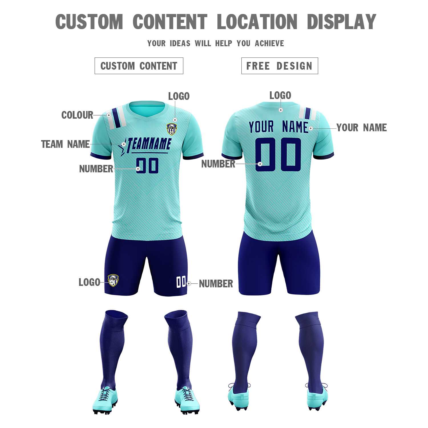 Custom Sky Blue Striped Sportswear Soccer Tops/Sets Jersey For Adults