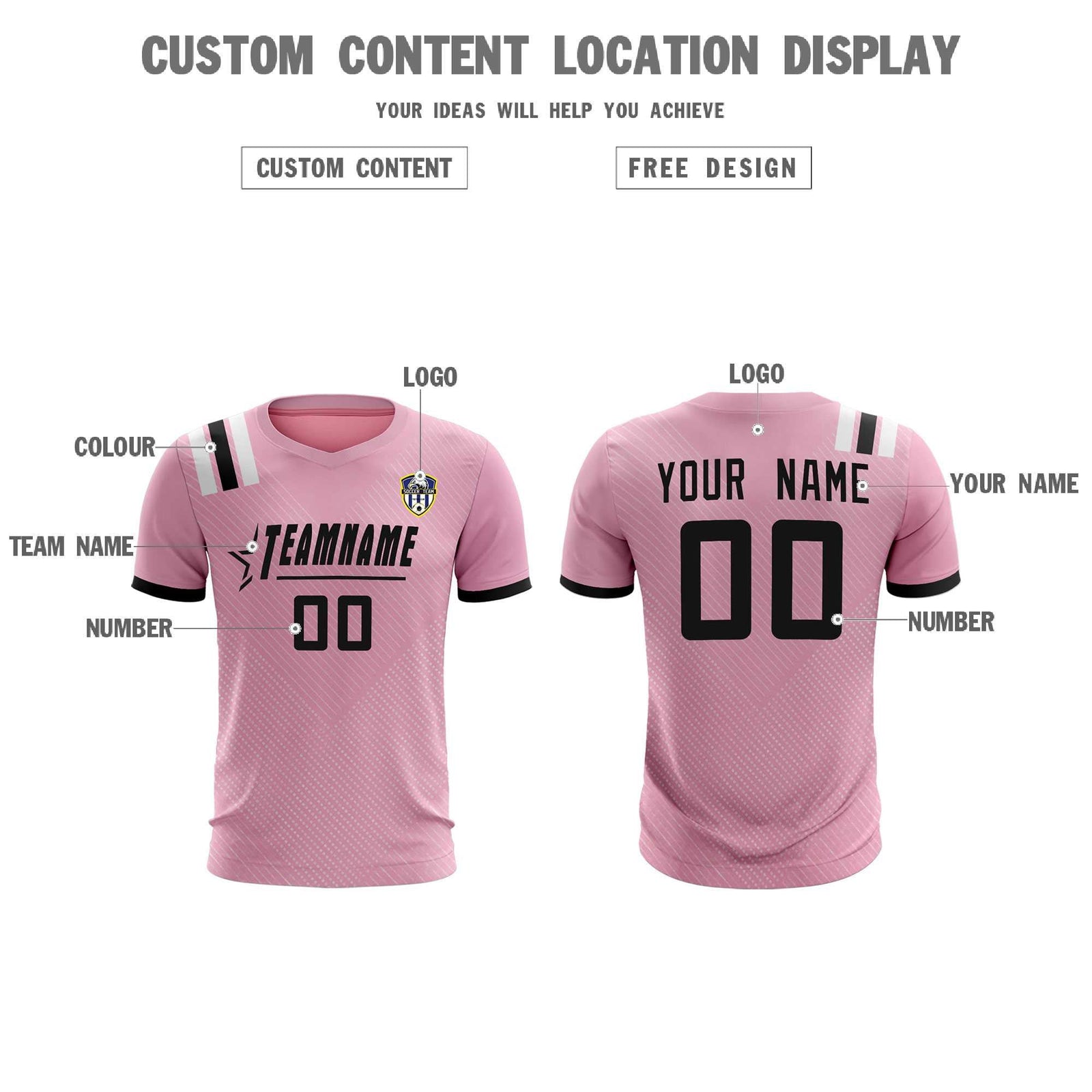Custom Pink Striped Sportswear Soccer Tops/Sets Jersey For Adults
