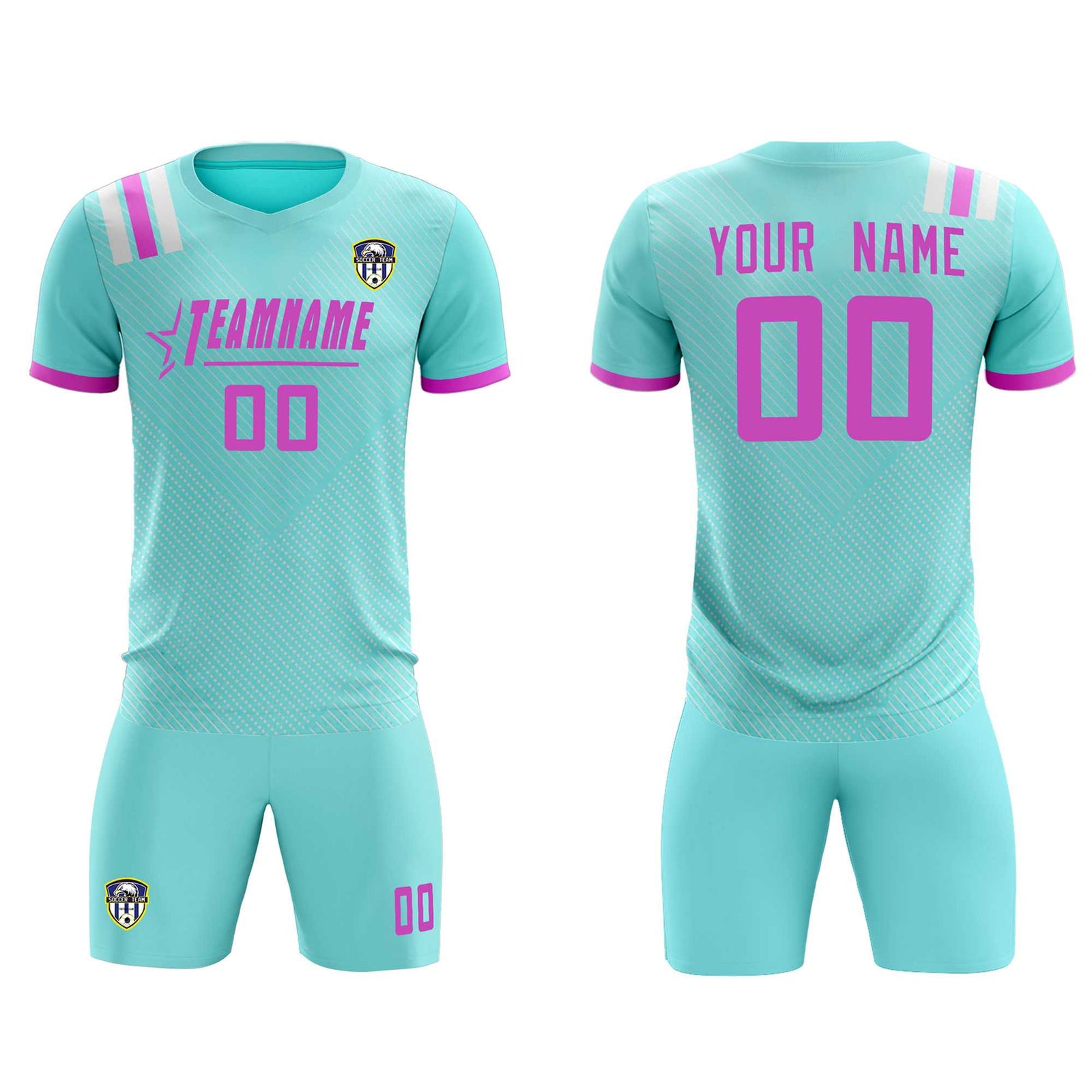 Custom Light Blue Striped Sportswear Soccer Tops/Sets Jersey For Adults