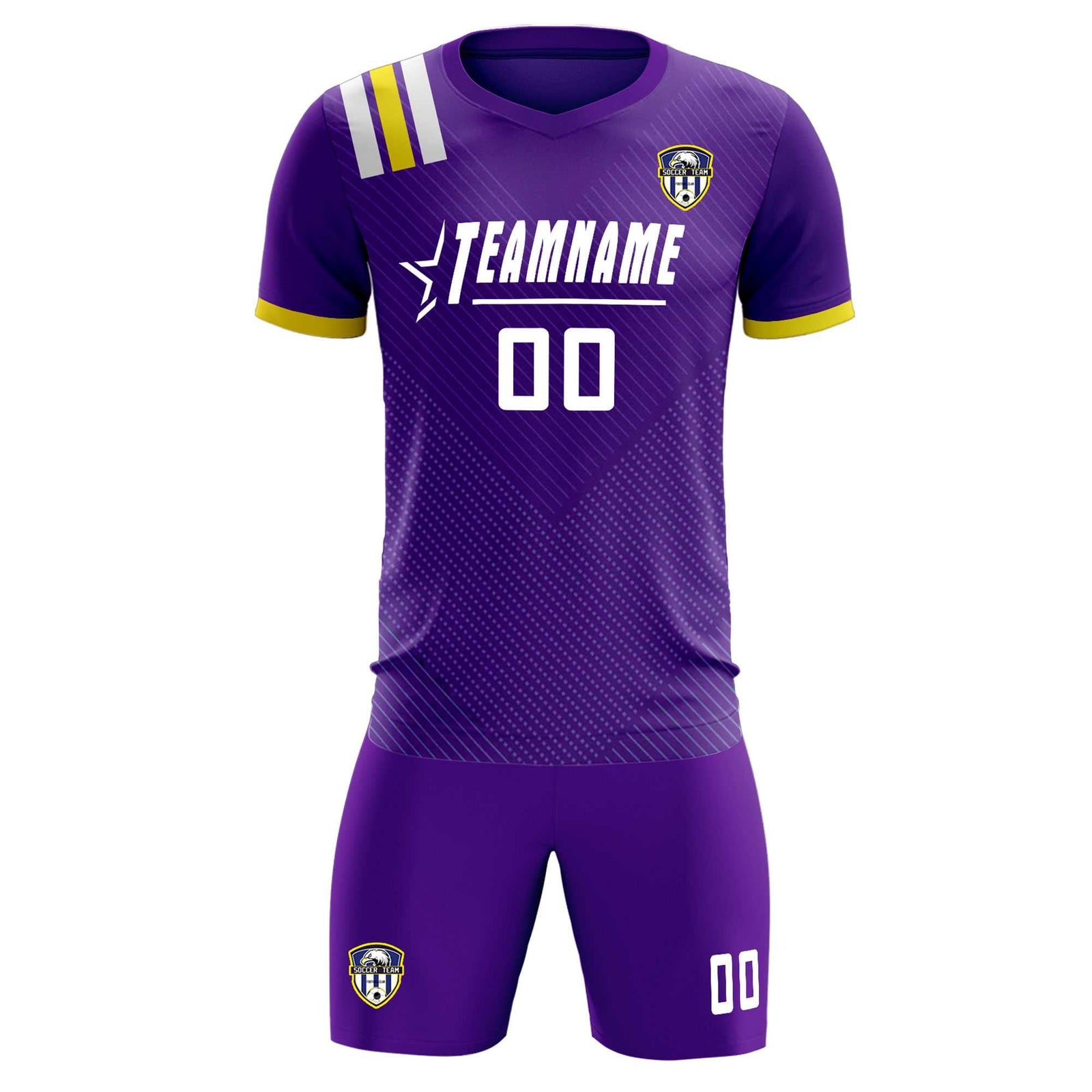 Custom Purple Striped Sportswear Soccer Tops/Sets Jersey For Adults