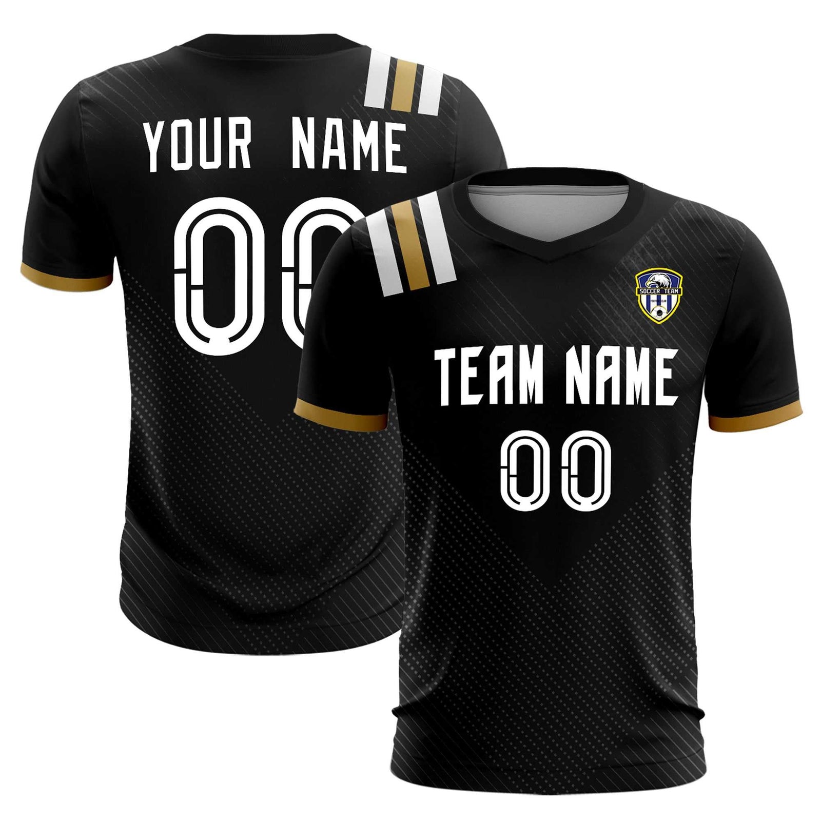 Custom Black Striped Sportswear Soccer Tops/Sets Jersey For Adults