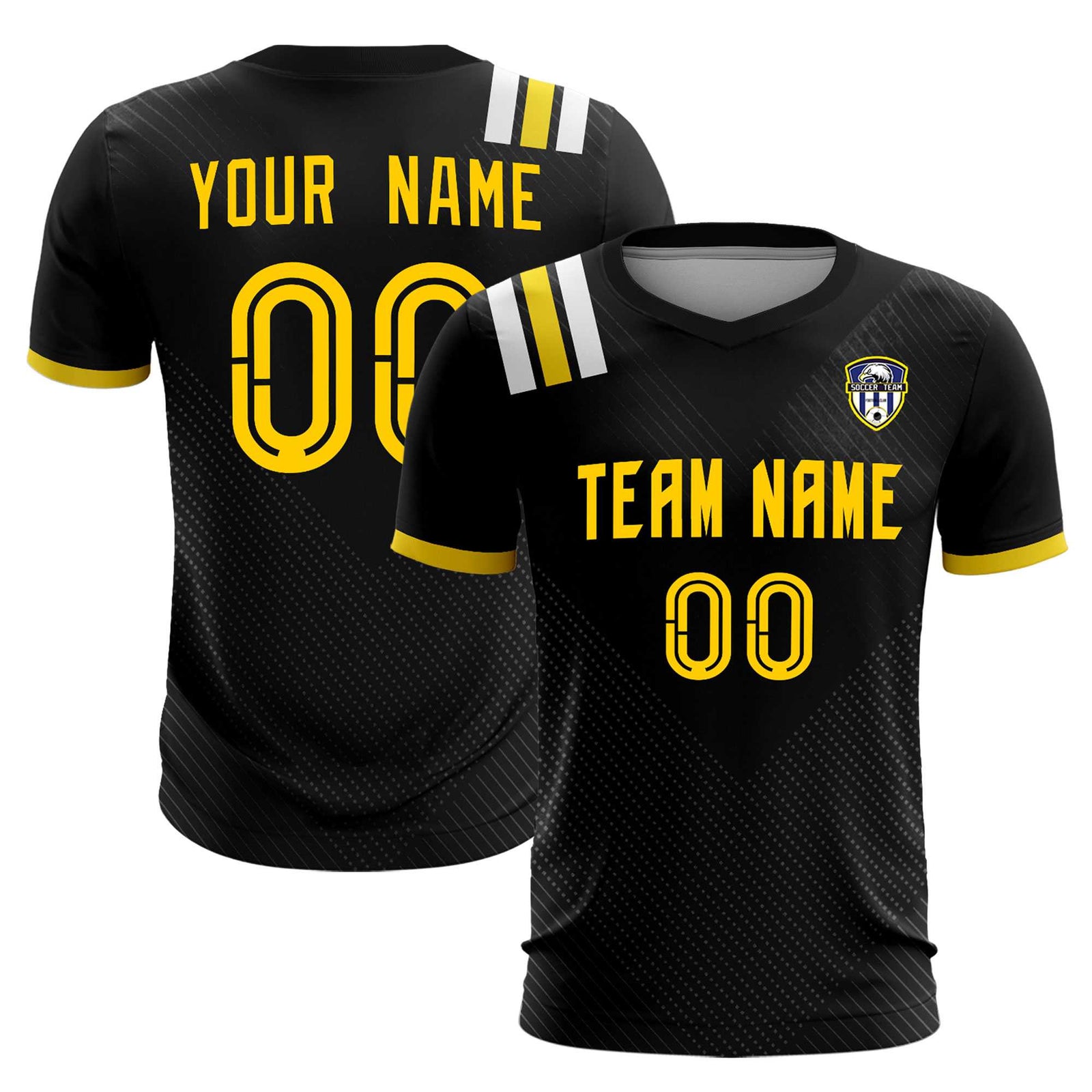 Custom Black Striped Sportswear Soccer Tops/Sets Jersey For Adults