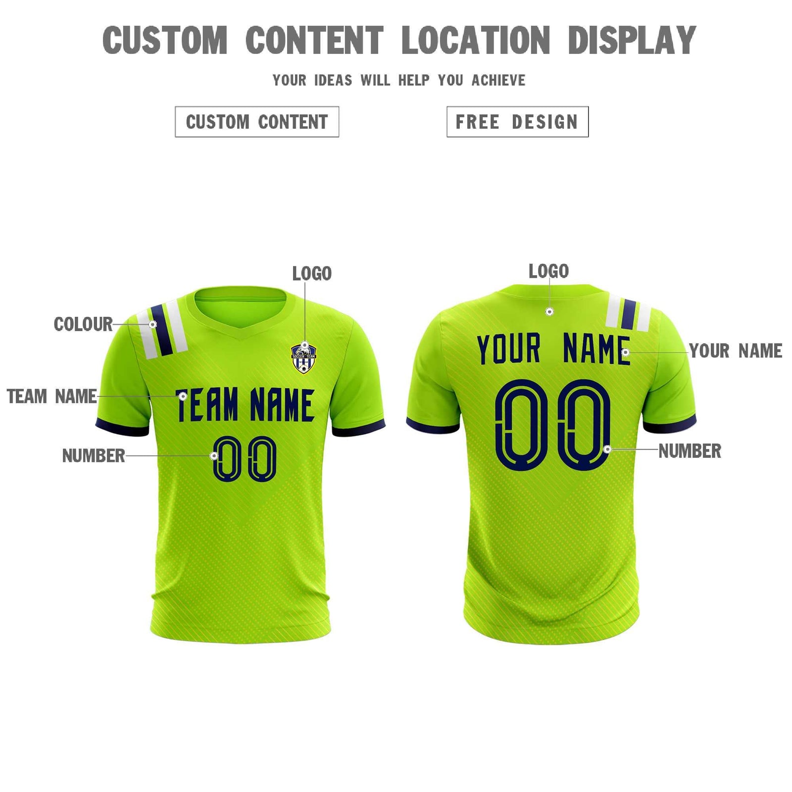 Custom Neon Green Striped Sportswear Soccer Tops/Sets Jersey For Adults