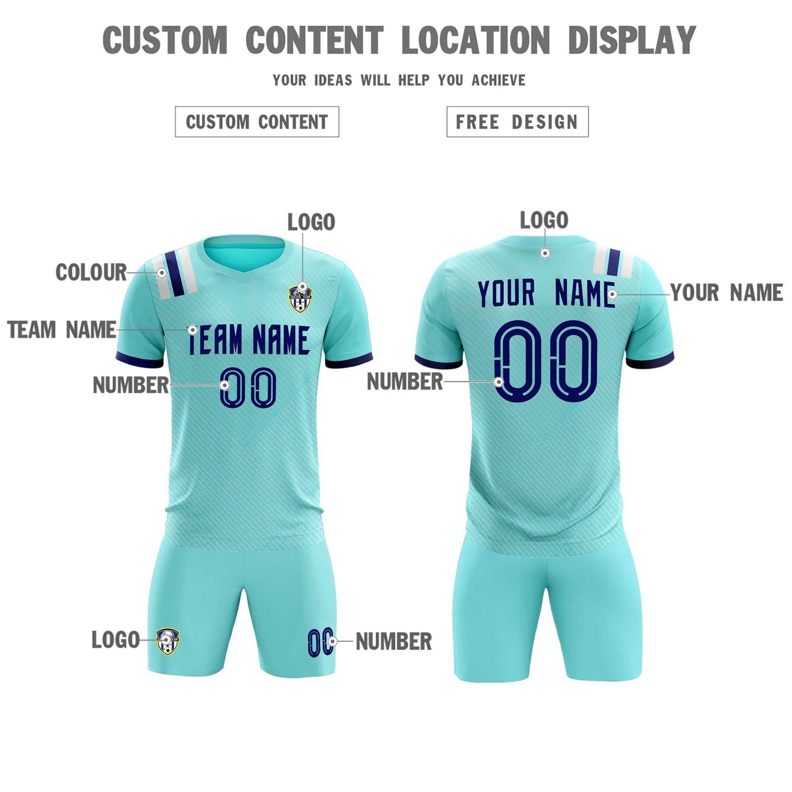 Custom Sky Blue Striped Sportswear Soccer Tops/Sets Jersey For Adults