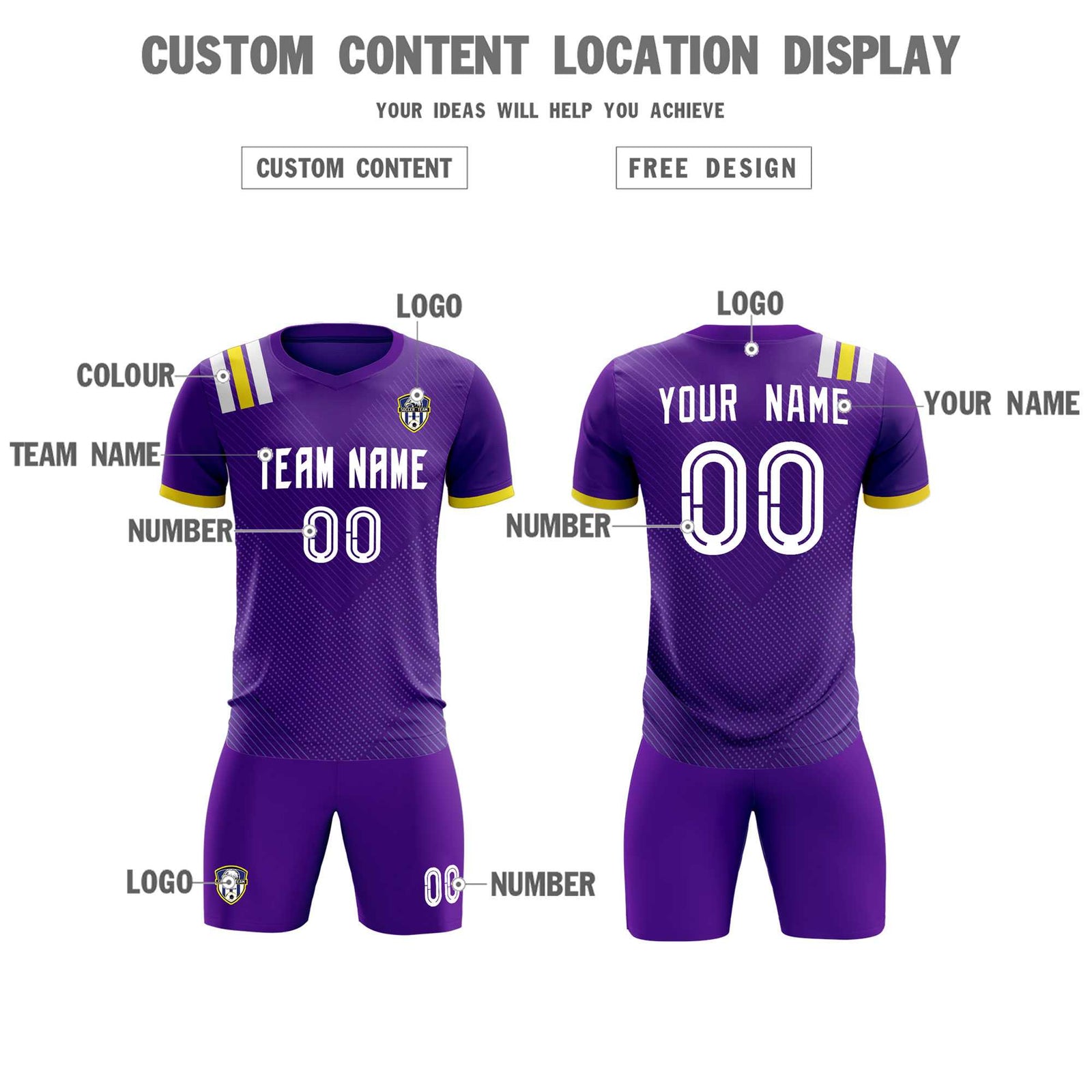 Custom Purple Striped Sportswear Soccer Tops/Sets Jersey For Adults