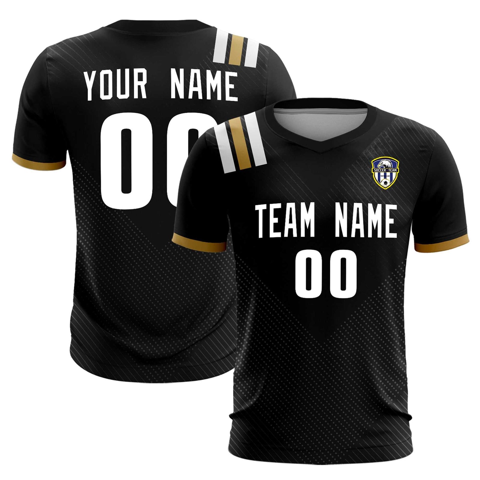 Custom Black Striped Sportswear Soccer Tops/Sets Jersey For Adults