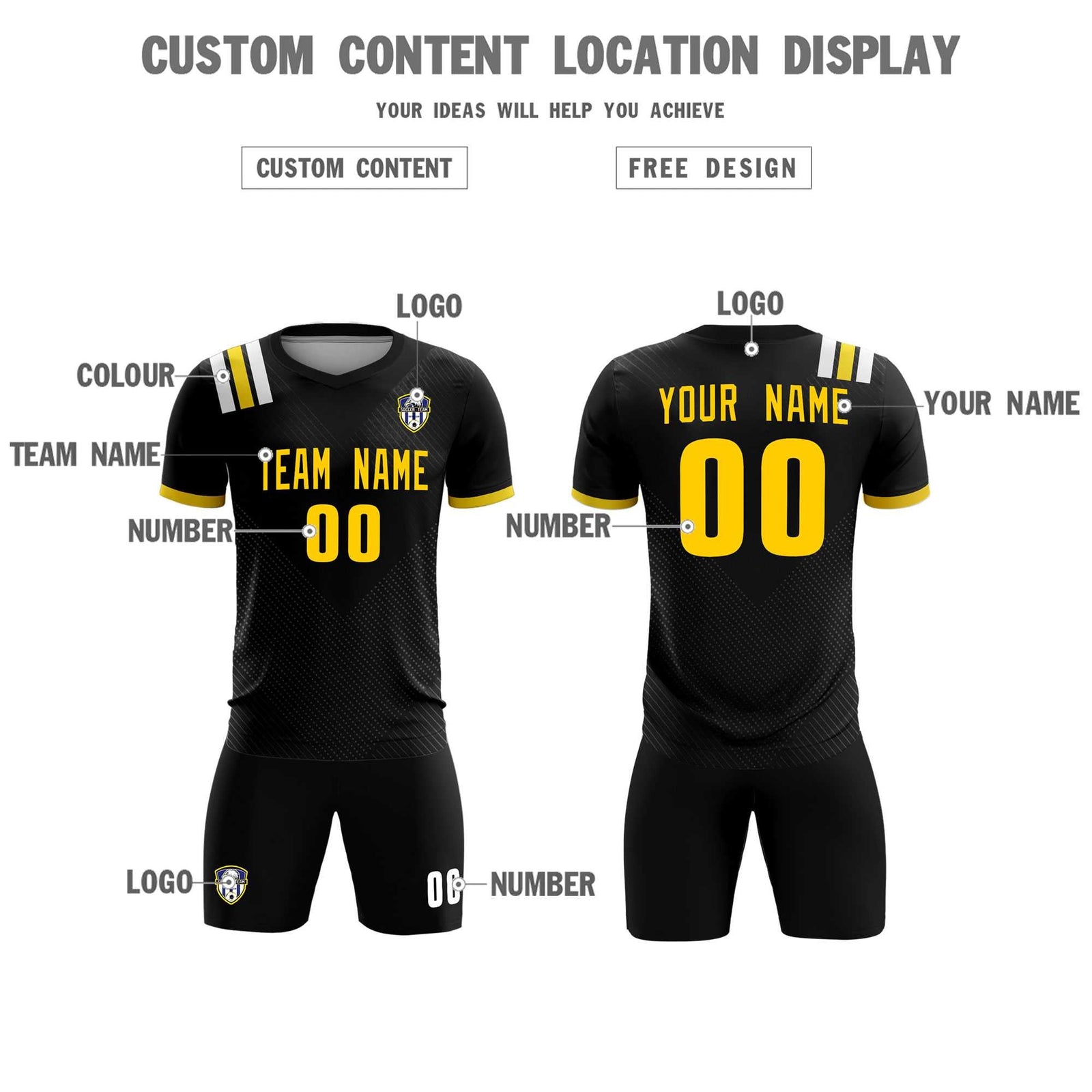 Custom Black Striped Sportswear Soccer Tops/Sets Jersey For Adults