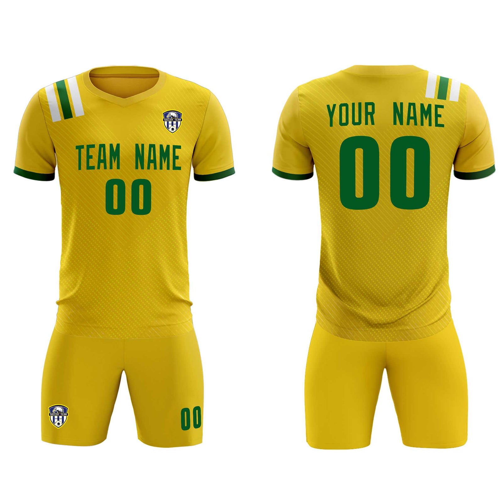 Custom Gold Striped Sportswear Soccer Tops/Sets Jersey For Adults