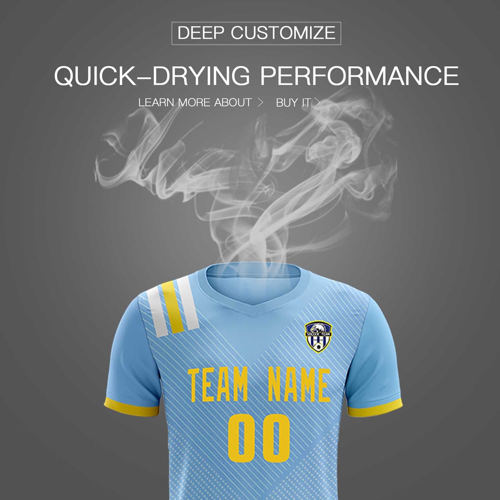 Custom Light Blue Striped Sportswear Soccer Tops/Sets Jersey For Adults