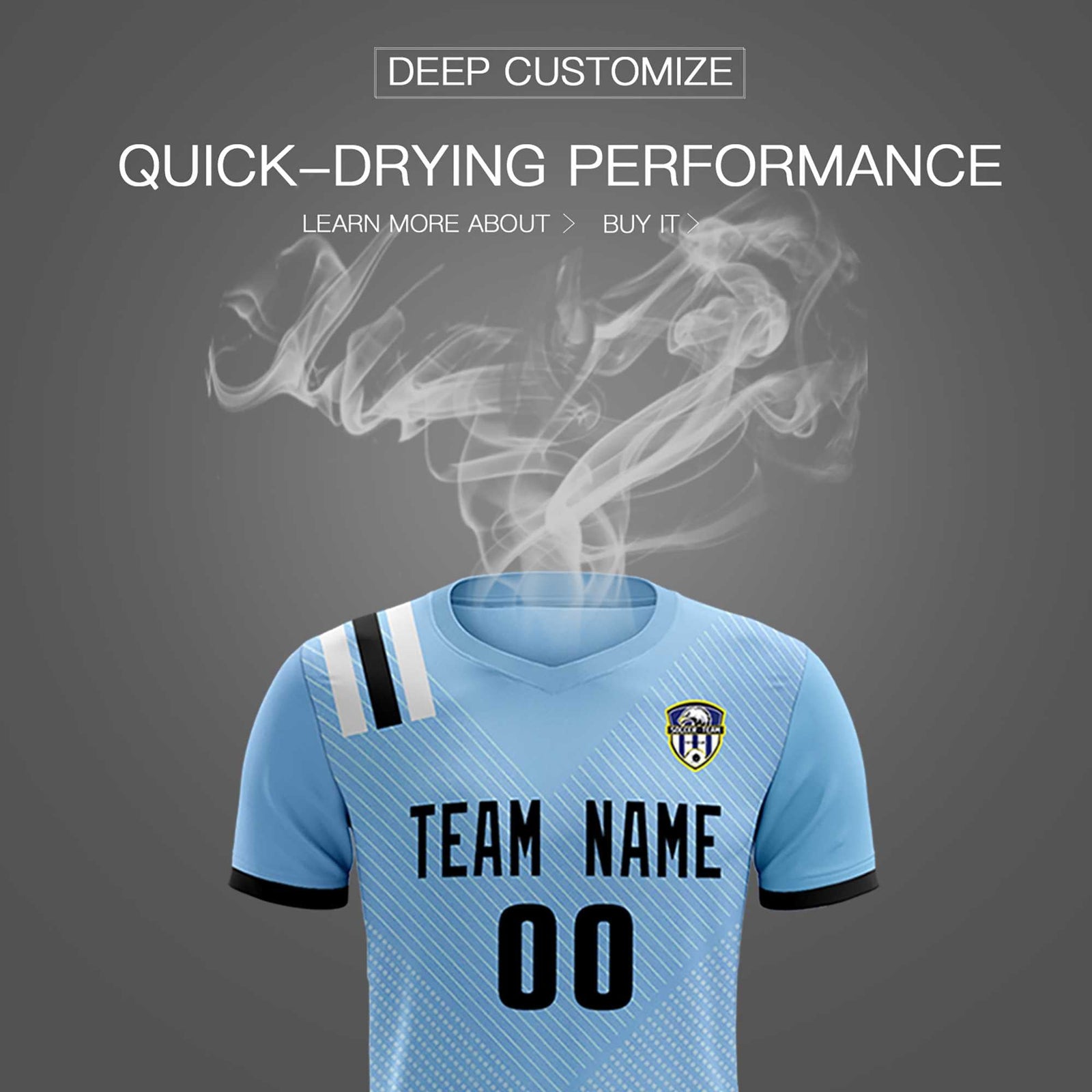 Custom Light Blue Striped Sportswear Soccer Tops/Sets Jersey For Adults