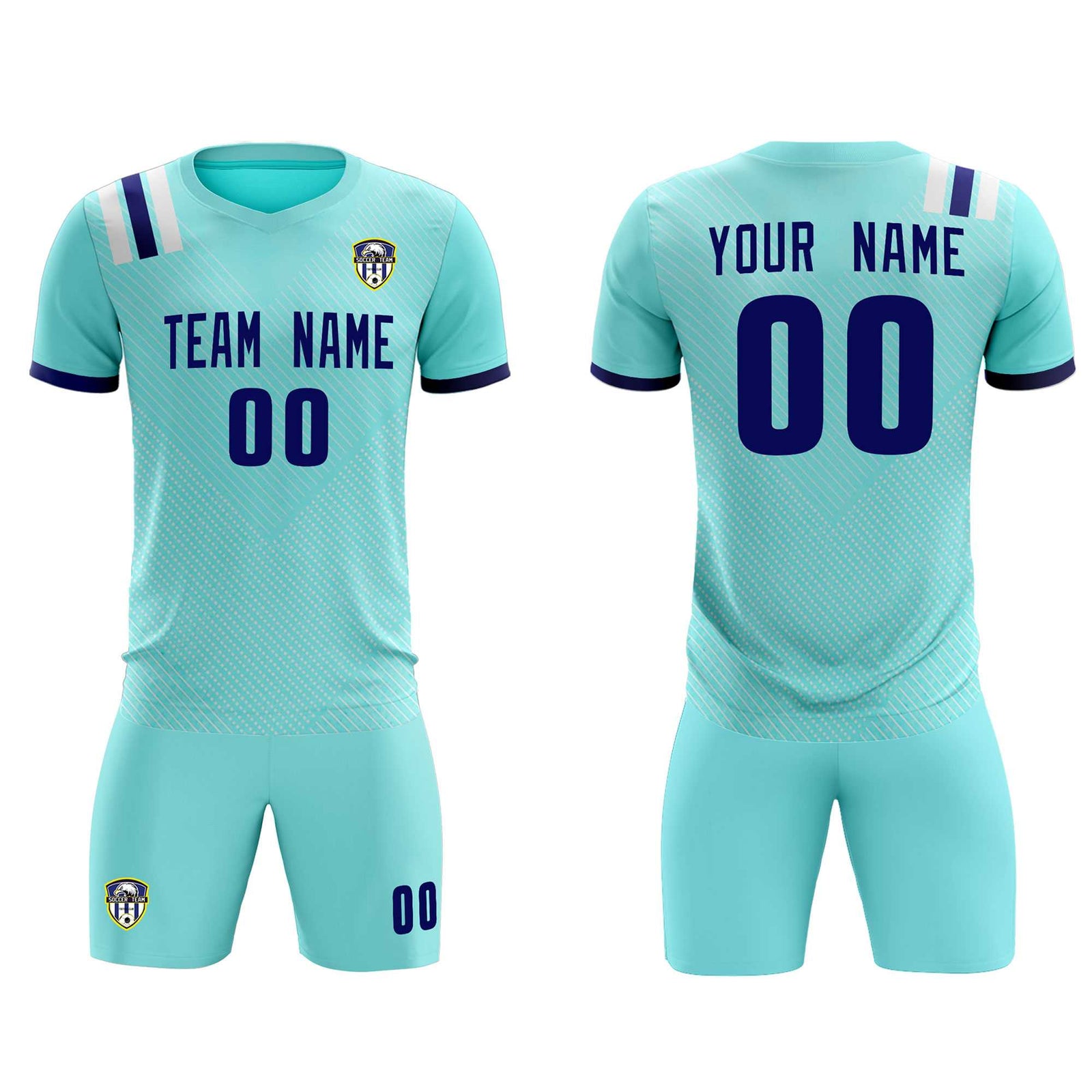 Custom Sky Blue Striped Sportswear Soccer Tops/Sets Jersey For Adults