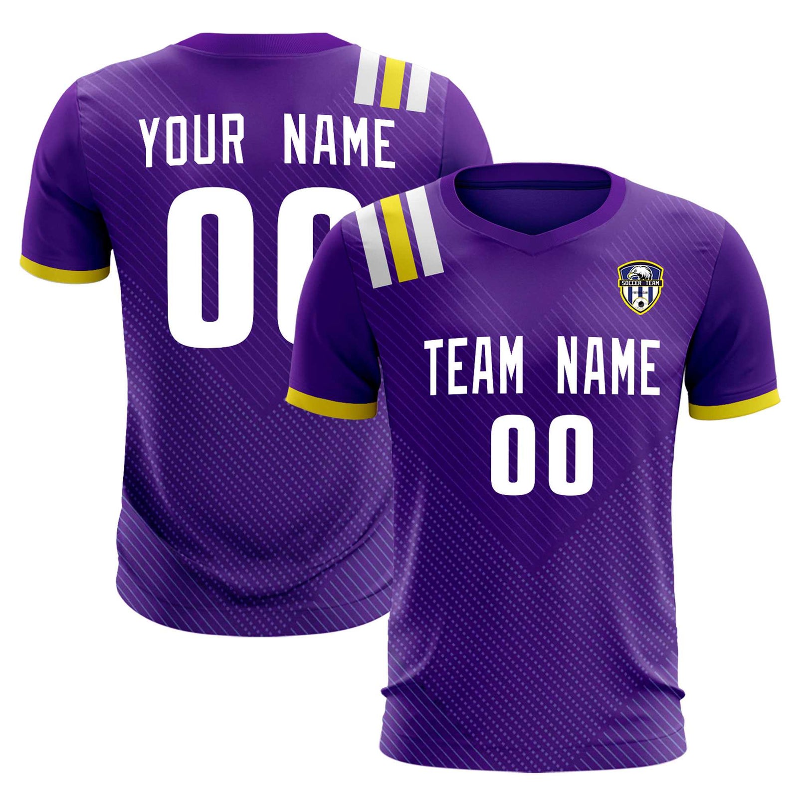Custom Purple Striped Sportswear Soccer Tops/Sets Jersey For Adults