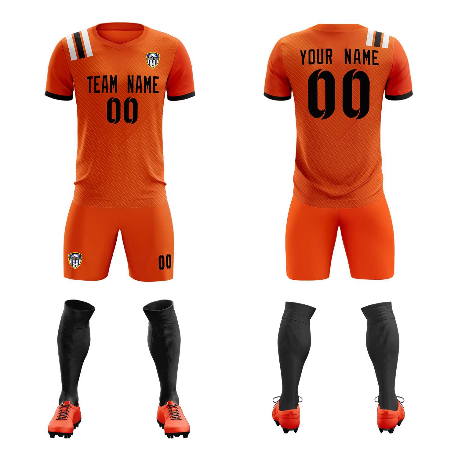 Custom Orange Striped Sportswear Soccer Tops/Sets Jersey For Adults