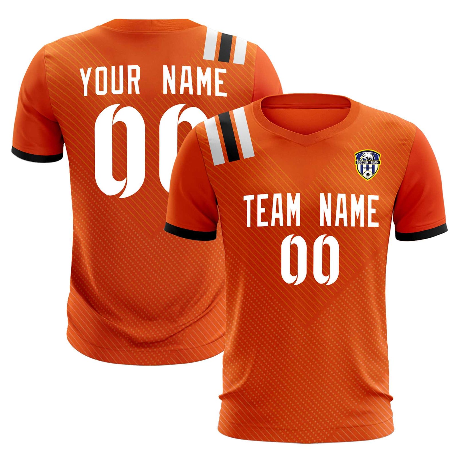 Custom Orange Striped Sportswear Soccer Tops/Sets Jersey For Adults