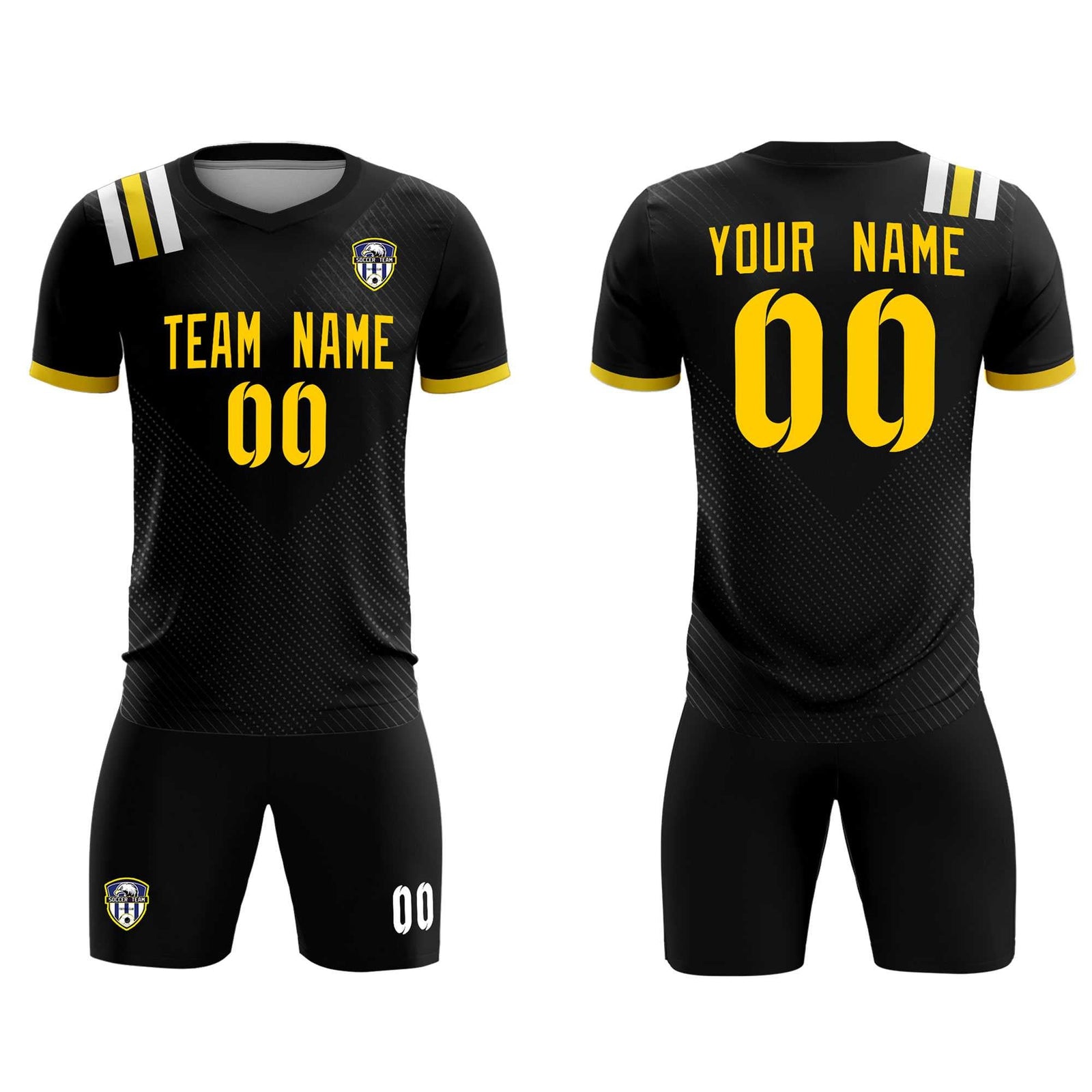 Custom Black Striped Sportswear Soccer Tops/Sets Jersey For Adults