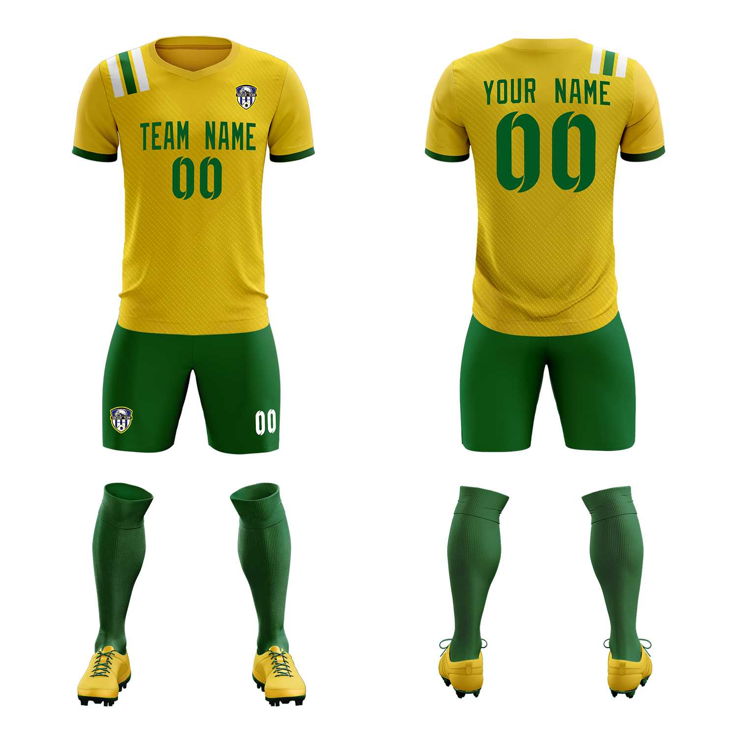 Custom Gold Striped Sportswear Soccer Tops/Sets Jersey For Adults