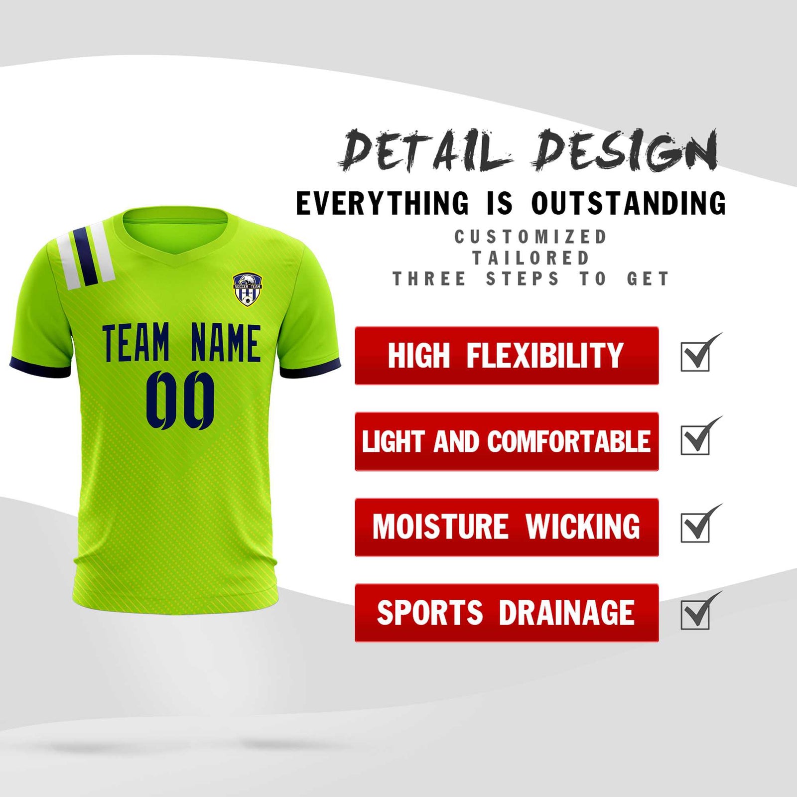 Custom Neon Green Striped Sportswear Soccer Tops/Sets Jersey For Adults
