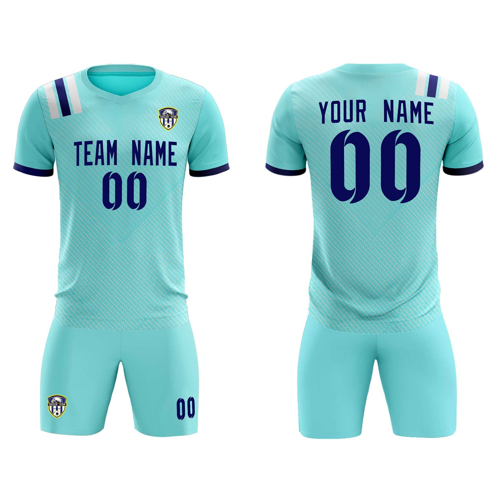 Custom Sky Blue Striped Sportswear Soccer Tops/Sets Jersey For Adults