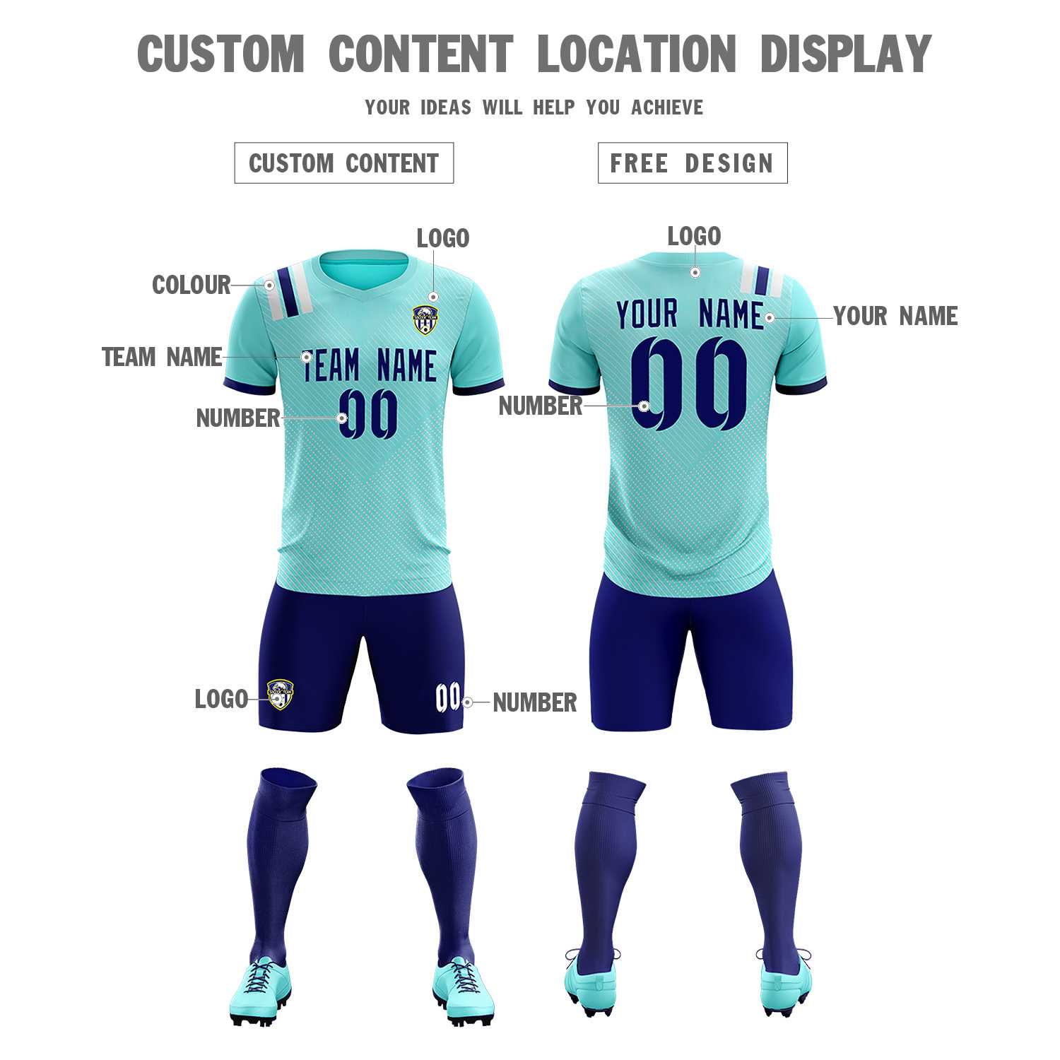Custom Sky Blue Striped Sportswear Soccer Tops/Sets Jersey For Adults