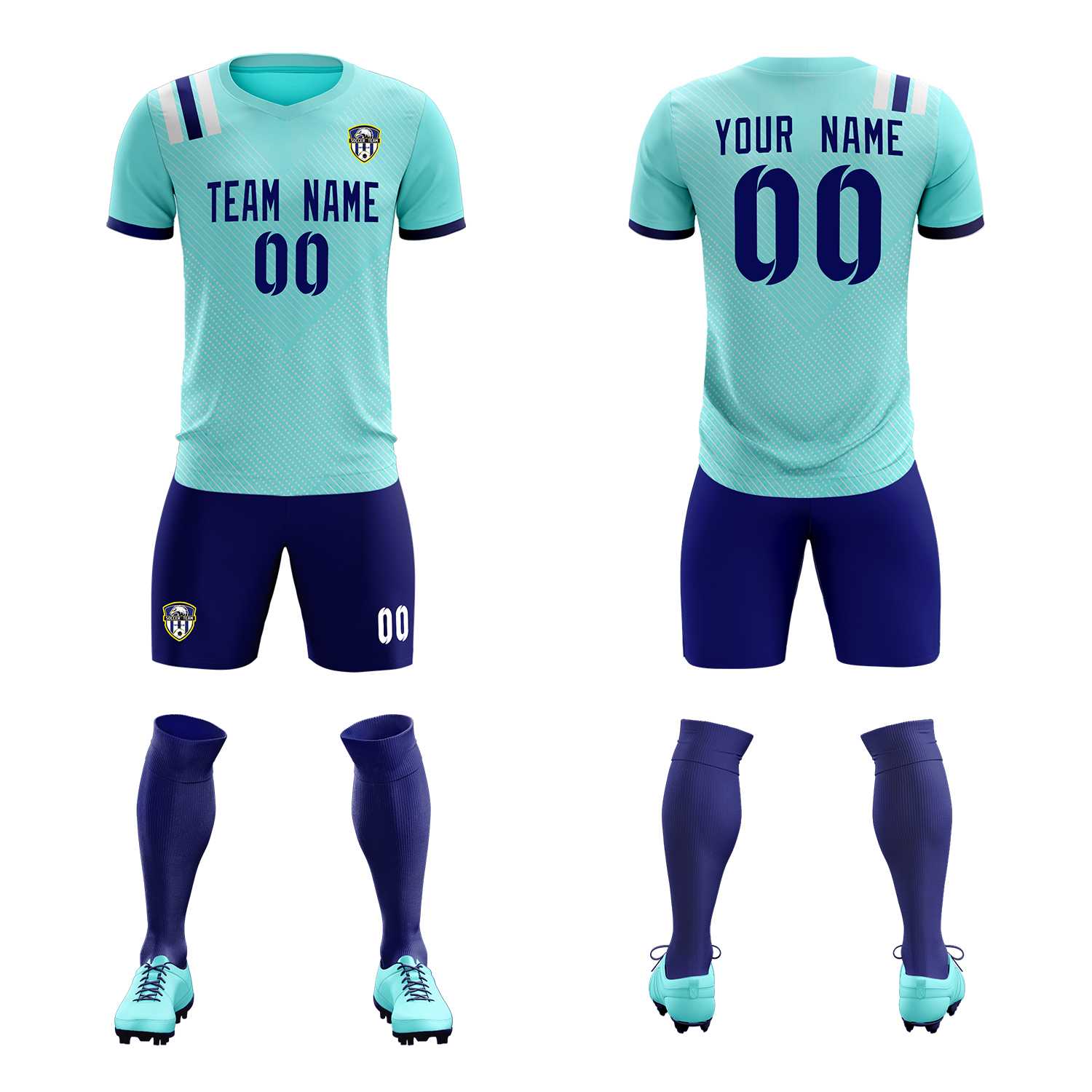 Custom Sky Blue Striped Sportswear Soccer Tops/Sets Jersey For Adults