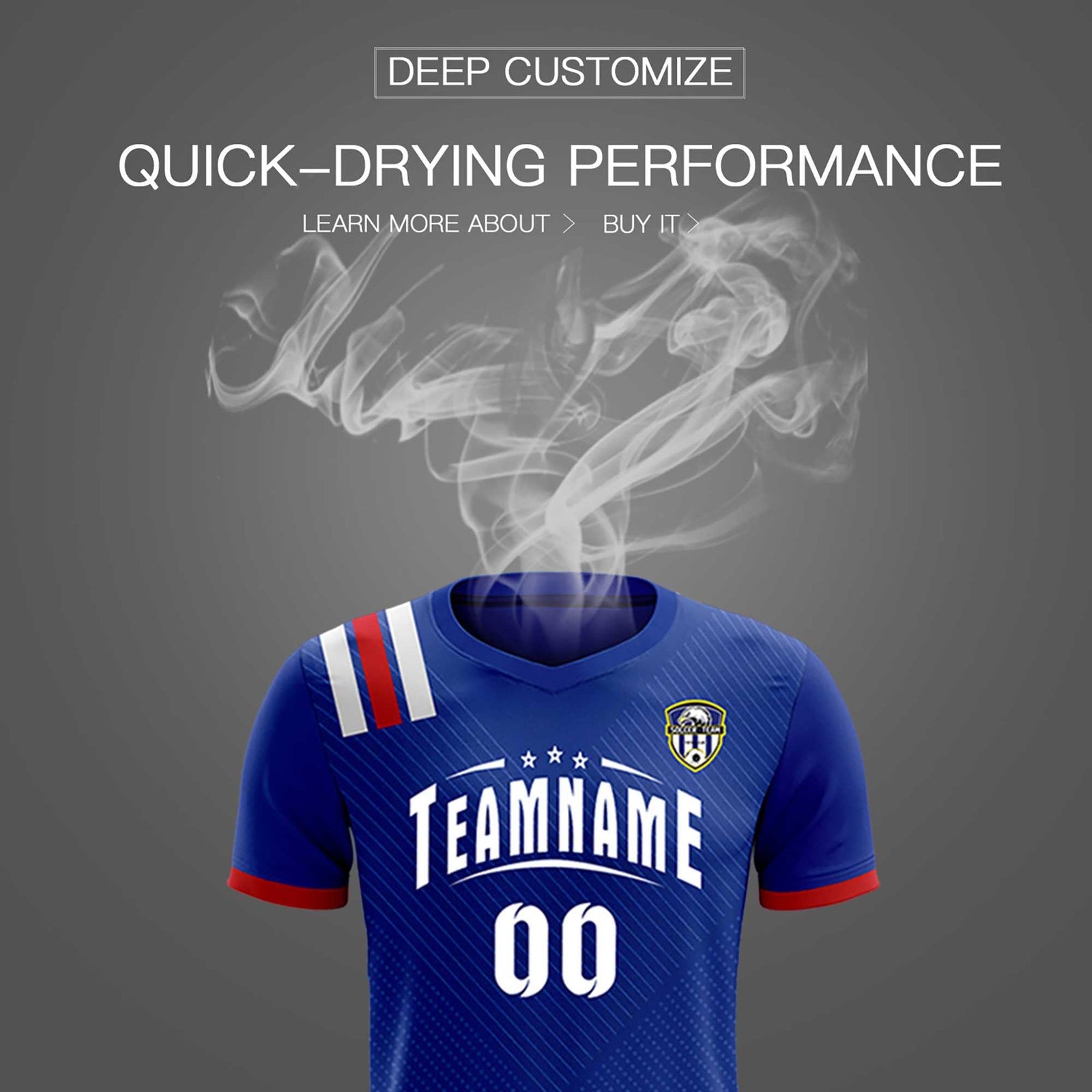 Custom Royal Striped Sportswear Soccer Tops/Sets Jersey For Adults