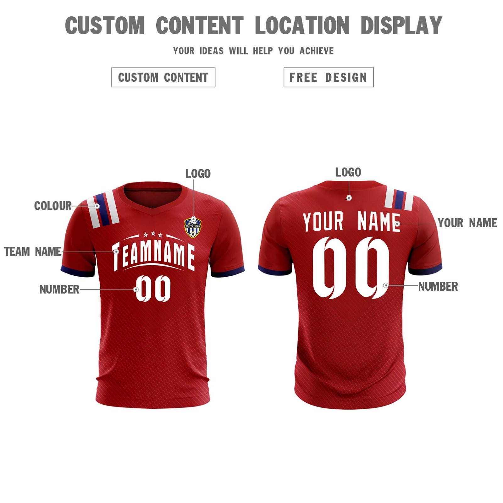 Custom Red Striped Sportswear Soccer Tops/Sets Jersey For Adults