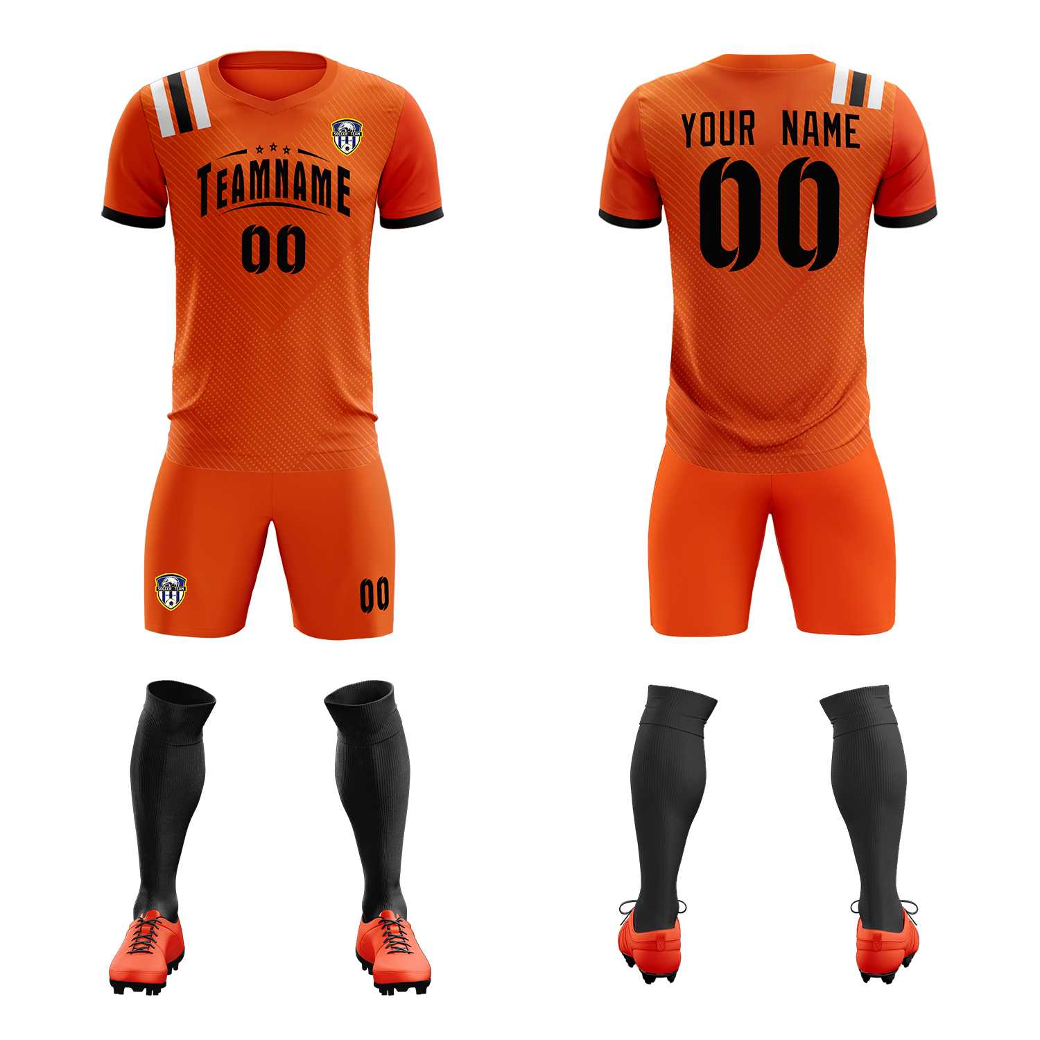 Custom Orange Striped Sportswear Soccer Tops/Sets Jersey For Adults