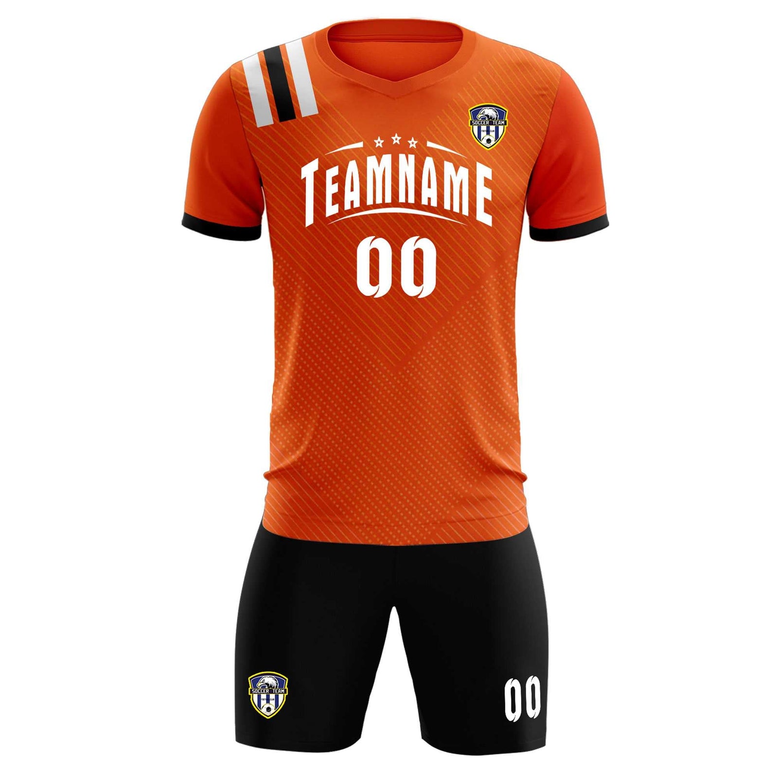 Custom Orange Striped Sportswear Soccer Tops/Sets Jersey For Adults