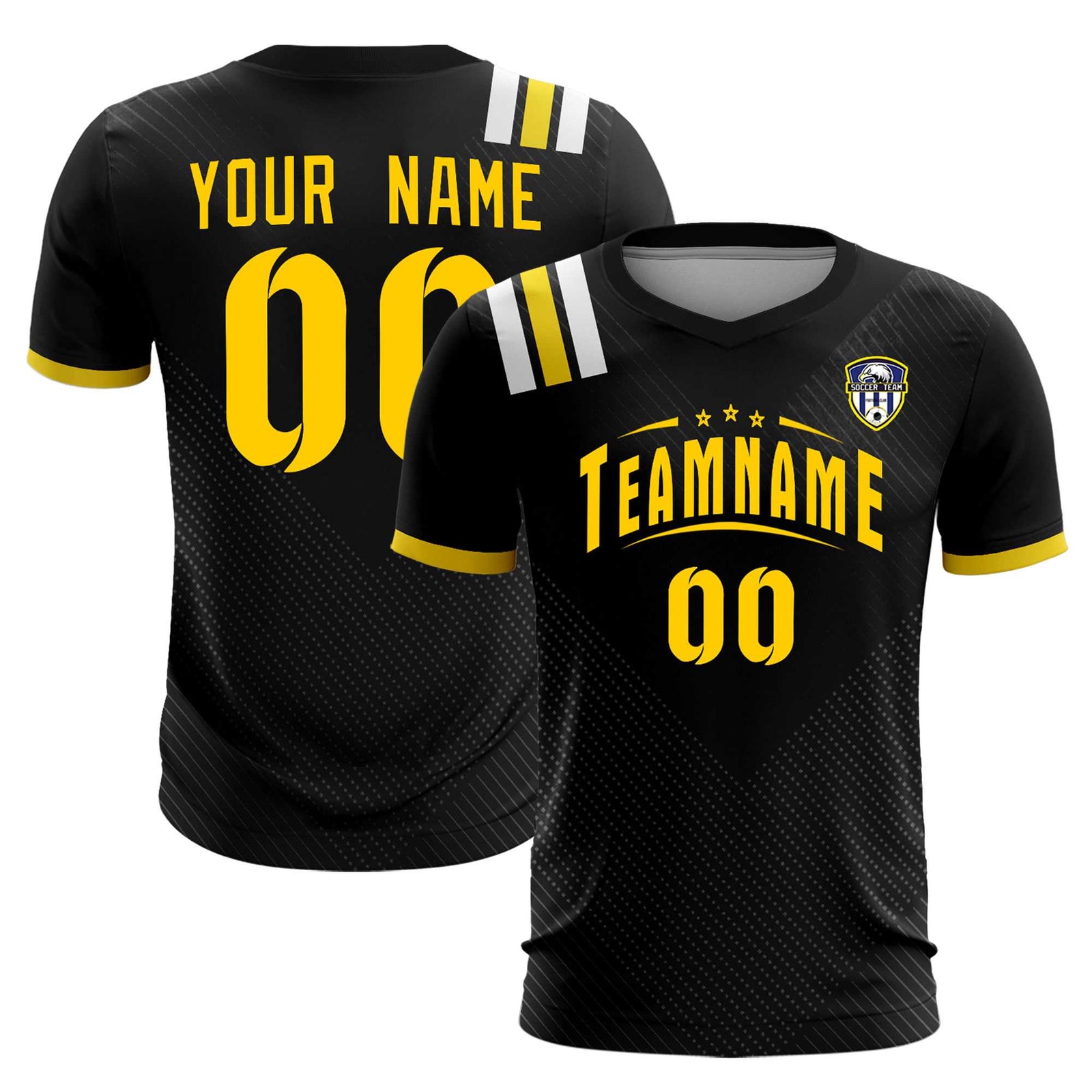 Custom Black Striped Sportswear Soccer Tops/Sets Jersey For Adults