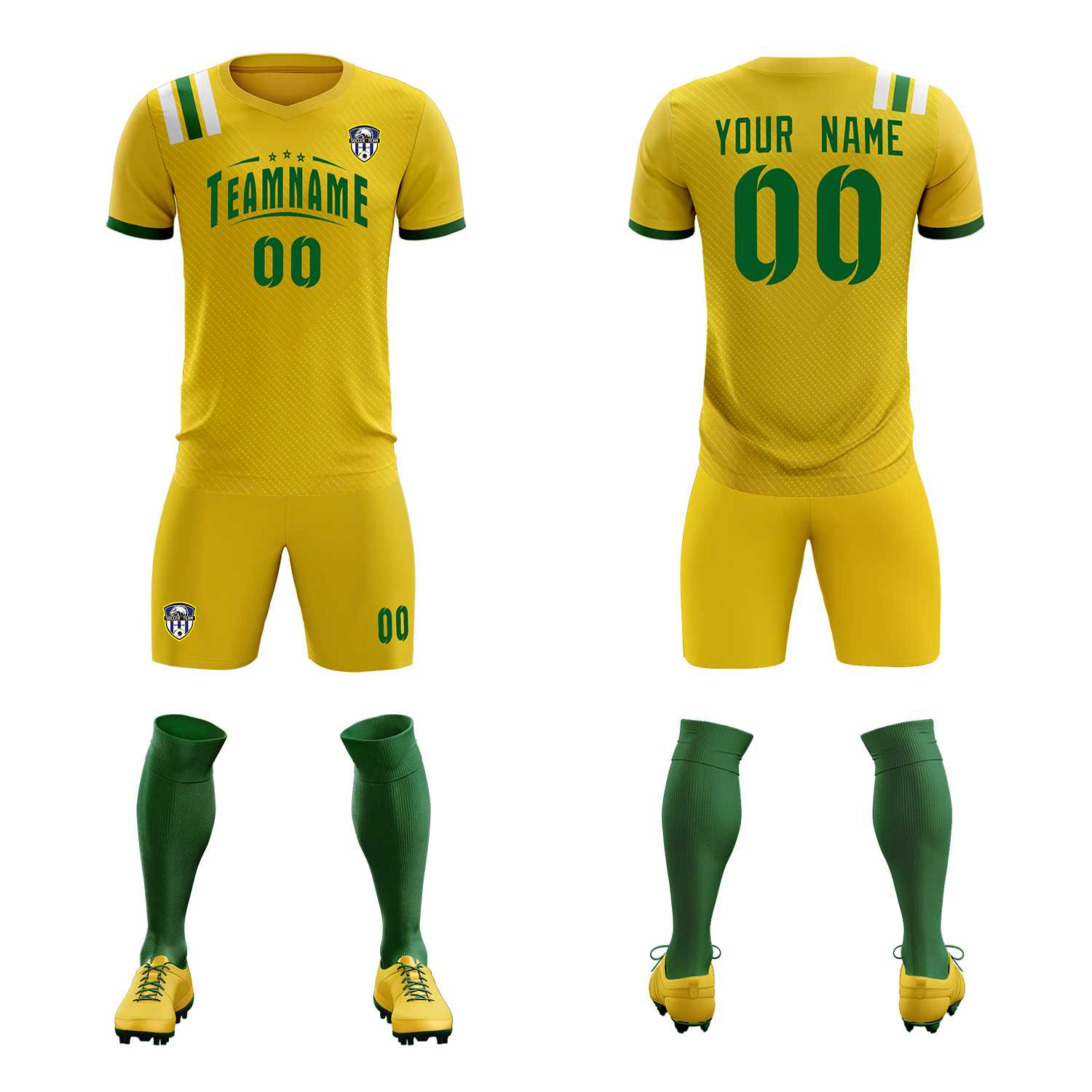 Custom Gold Striped Sportswear Soccer Tops/Sets Jersey For Adults