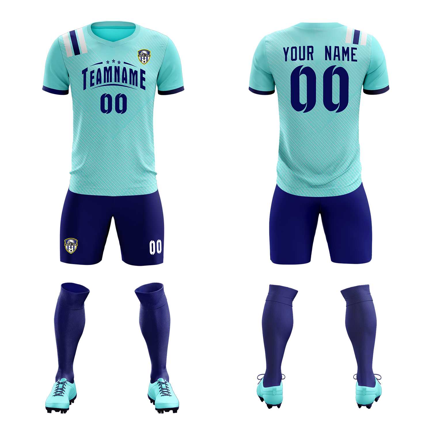 Custom Sky Blue Striped Sportswear Soccer Tops/Sets Jersey For Adults