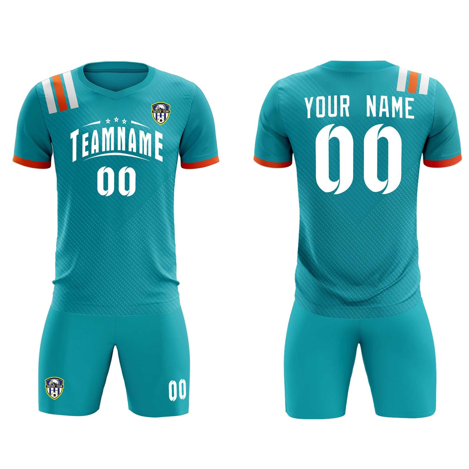 Custom Aqua Striped Sportswear Soccer Tops/Sets Jersey For Adults