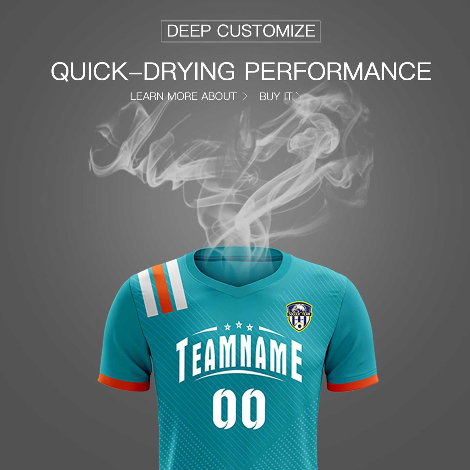 Custom Aqua Striped Sportswear Soccer Tops/Sets Jersey For Adults