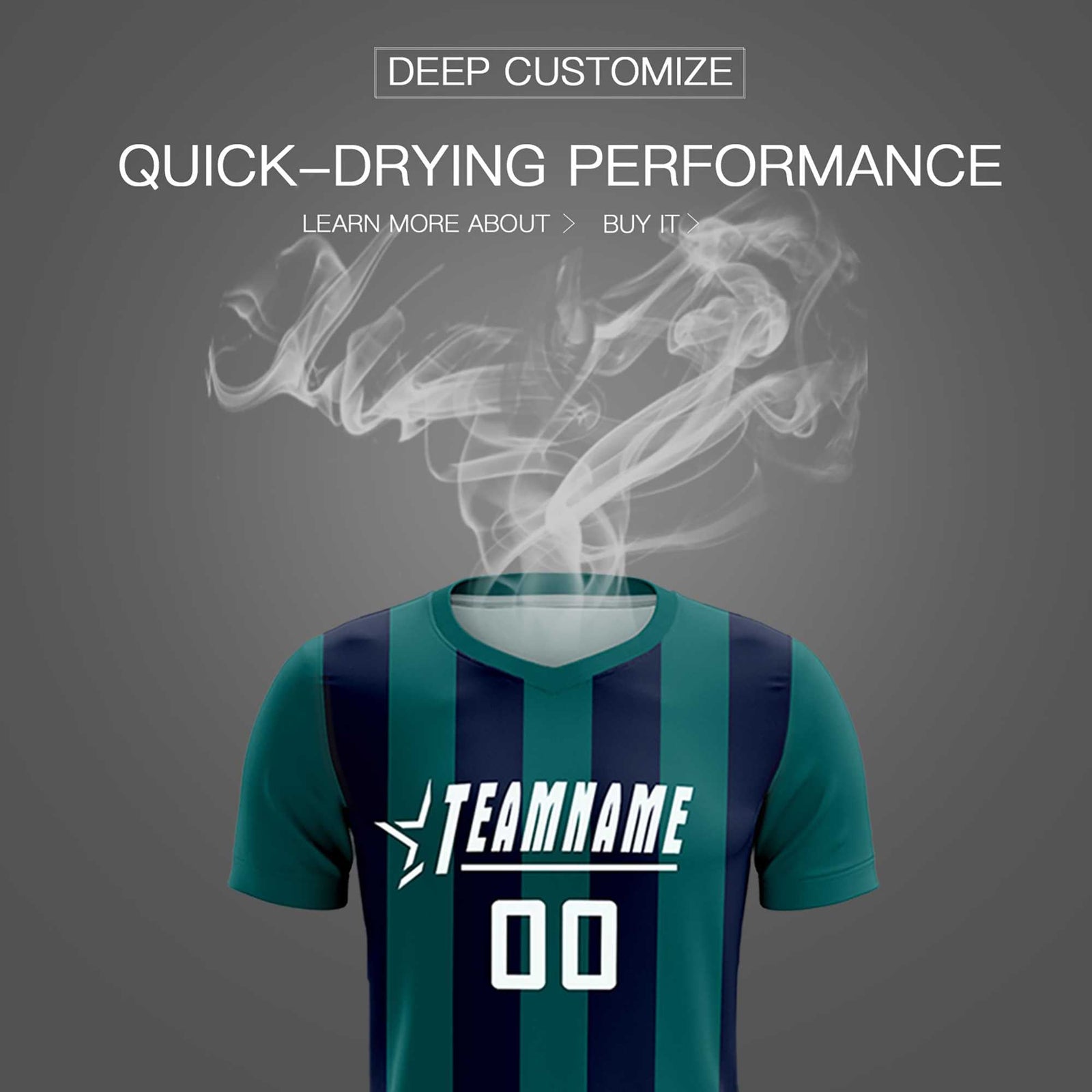 Custom Aqua Navy Vertical Stripes Casual Outdoor Soccer Sets Jersey