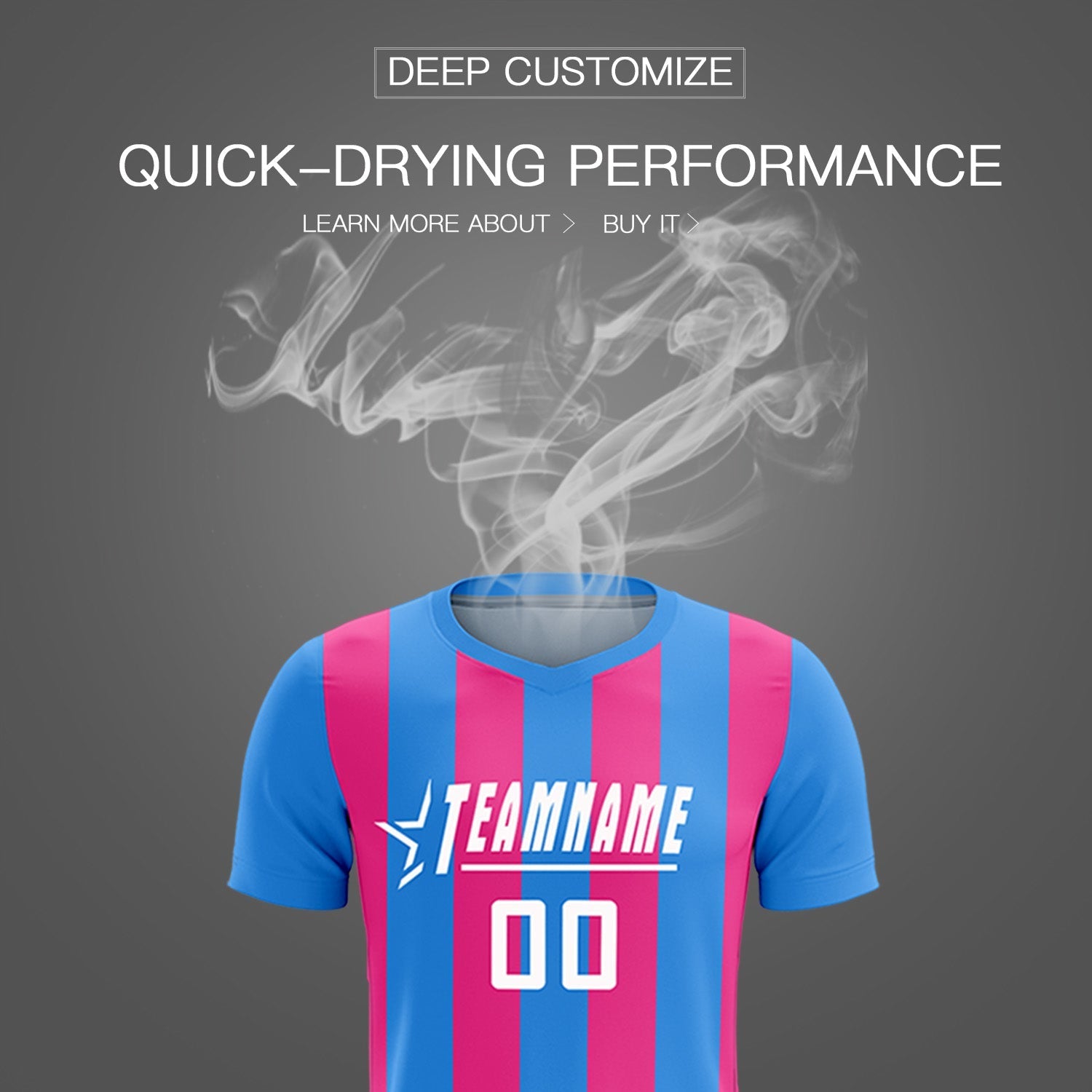 Custom Powder Blue Pink Vertical Stripes Casual Outdoor Soccer Sets Jersey